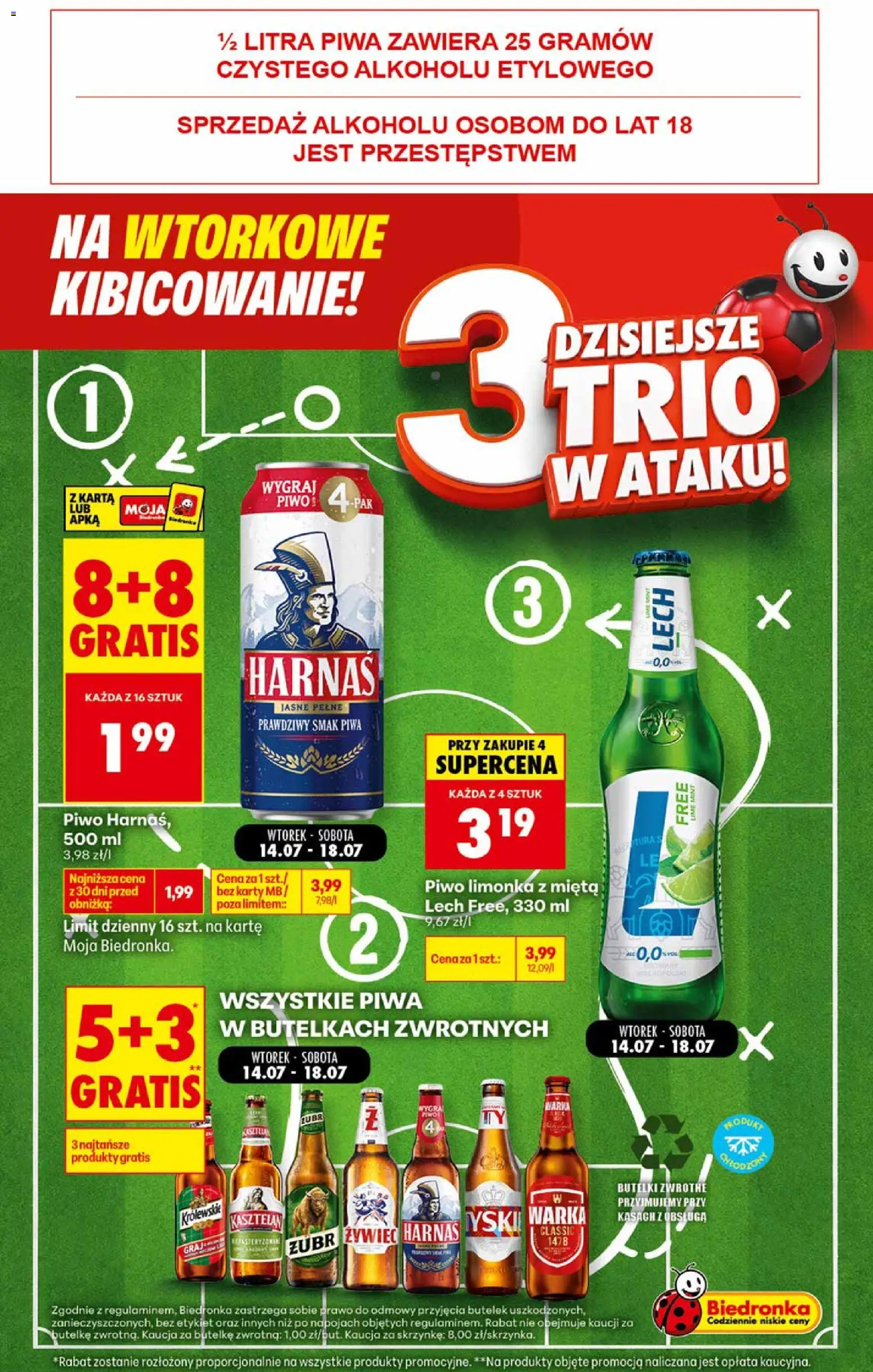 Biedronka gazetka - Football od 14.07.2026 | Strona: 4 | Produkty: Limonka, Warka, Harnaś, Piwo