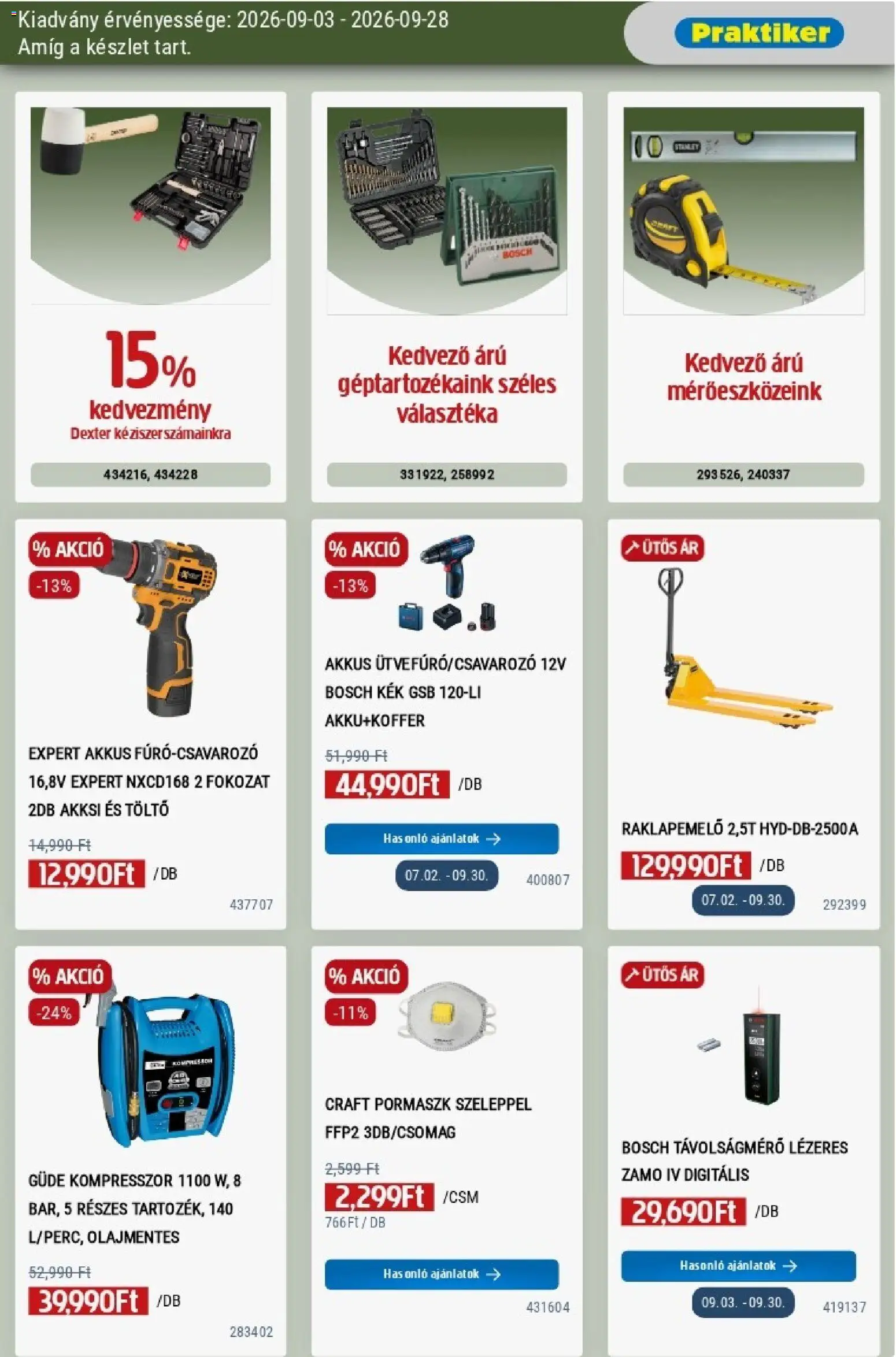 Praktiker akciós ujság - amely érvényes a következő dátumtól: 2026.09.03. | Oldal: 23 | Termékek: Bosch, Kompresszor, Távolságmérő, Töltő