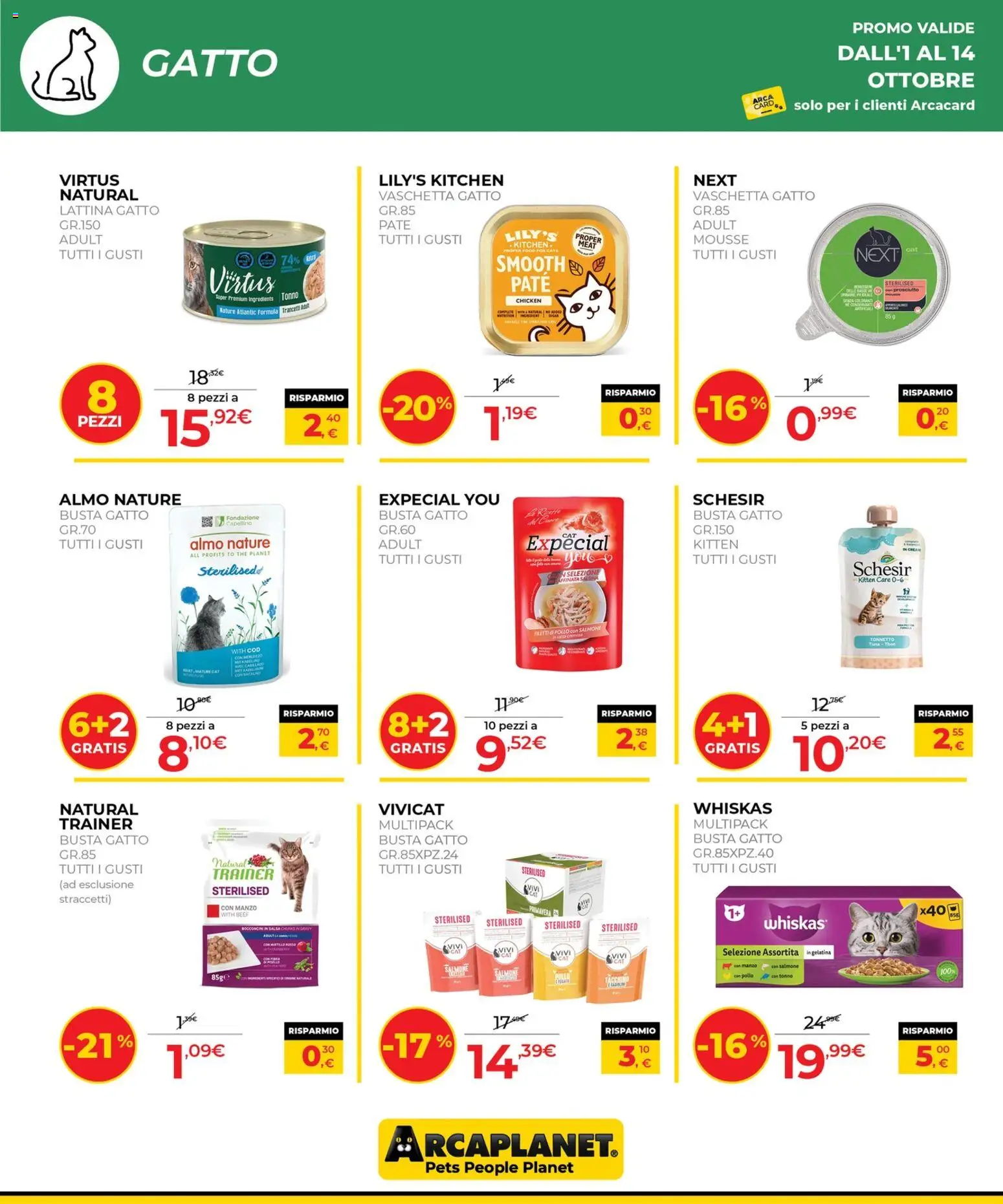 Volantino Arcaplanet del 01/10/2026 | Pagina: 10 | Prodotti: Pollo, Manzo, Salsa, Tacchino