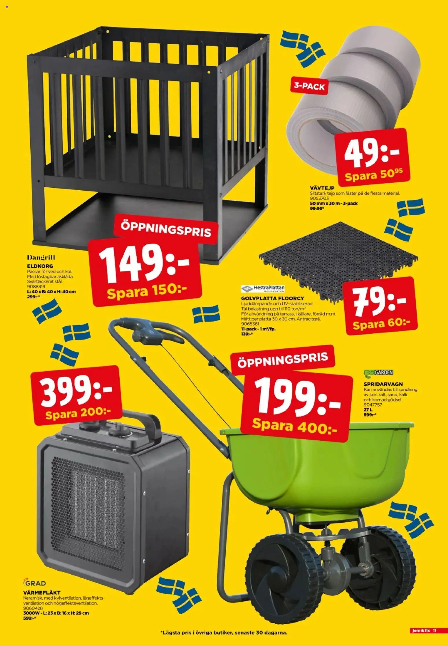 Jem & Fix reklamblad aktuell från 27/10/2026 | Sida: 11 | Produkter: Spridarvagn, Ved, Tejp
