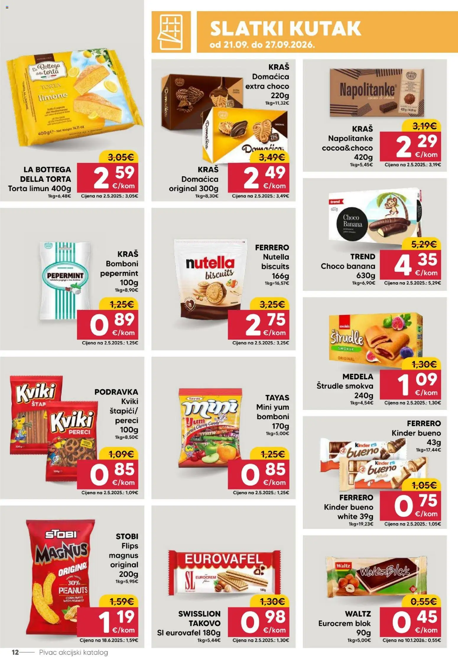 Pivac katalog | vrijedi od 21.09.2026 | Stranica: 12 | Proizvodi: Nutella, Podravka, Bomboni, Pereci