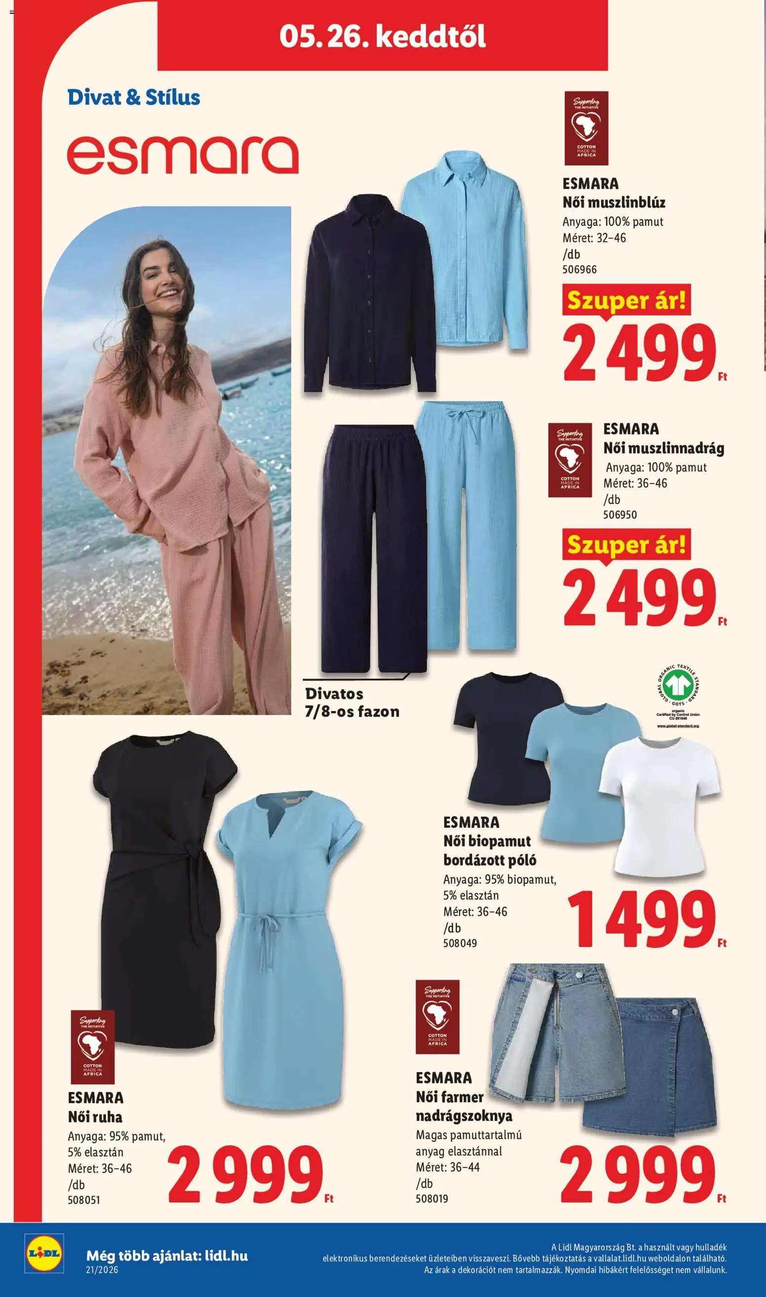 Lidl akciós ujság - amely érvényes a következő dátumtól: 21.05.2026 | Oldal: 60 | Termékek: Farmer, Nadrágszoknya, Ruha