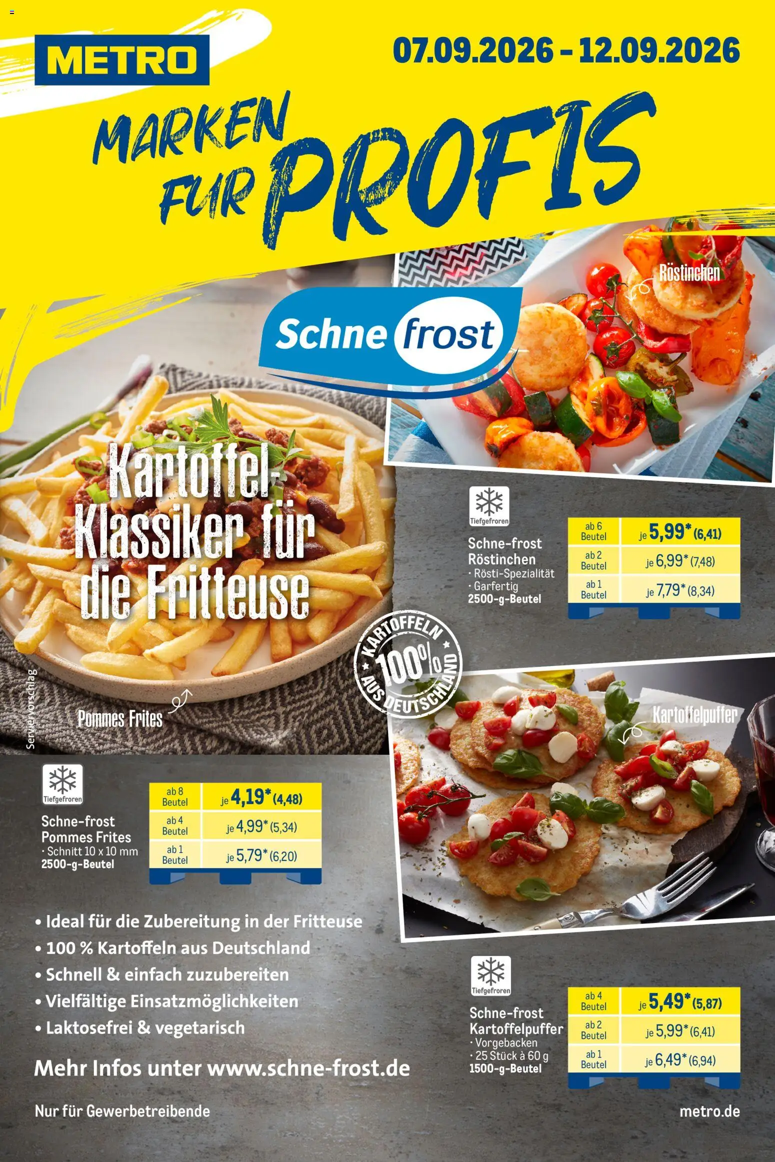 Metro Marken für Profis – gültig ab 07.09.2026 | Seite: 1 | Produkte: Pommes, Pommes frites, Kartoffeln, Fritteuse