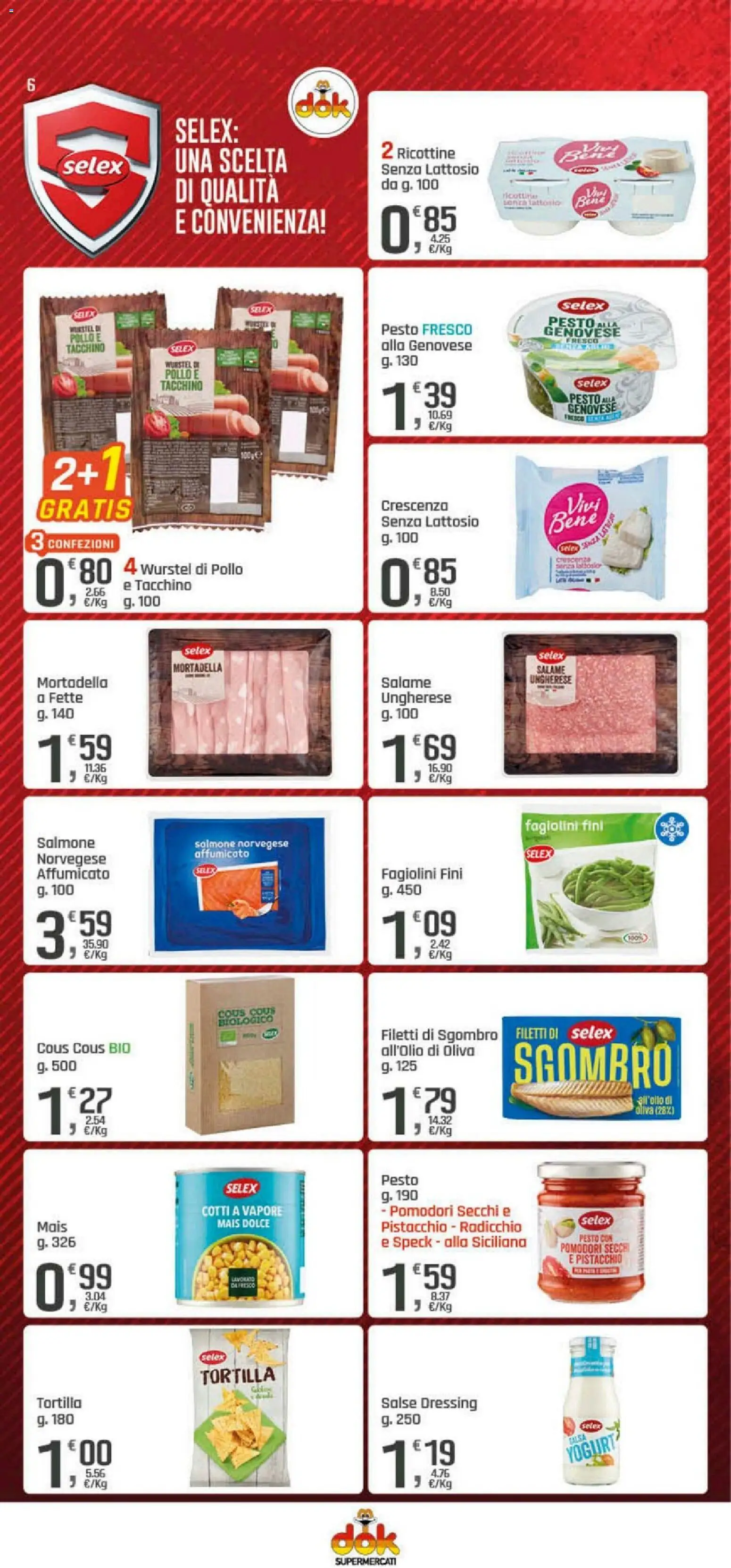 Volantino DOK del 10.04.2026 | Pagina: 6 | Prodotti: Salmone, Mais, Sgombro, Pomodori secchi
