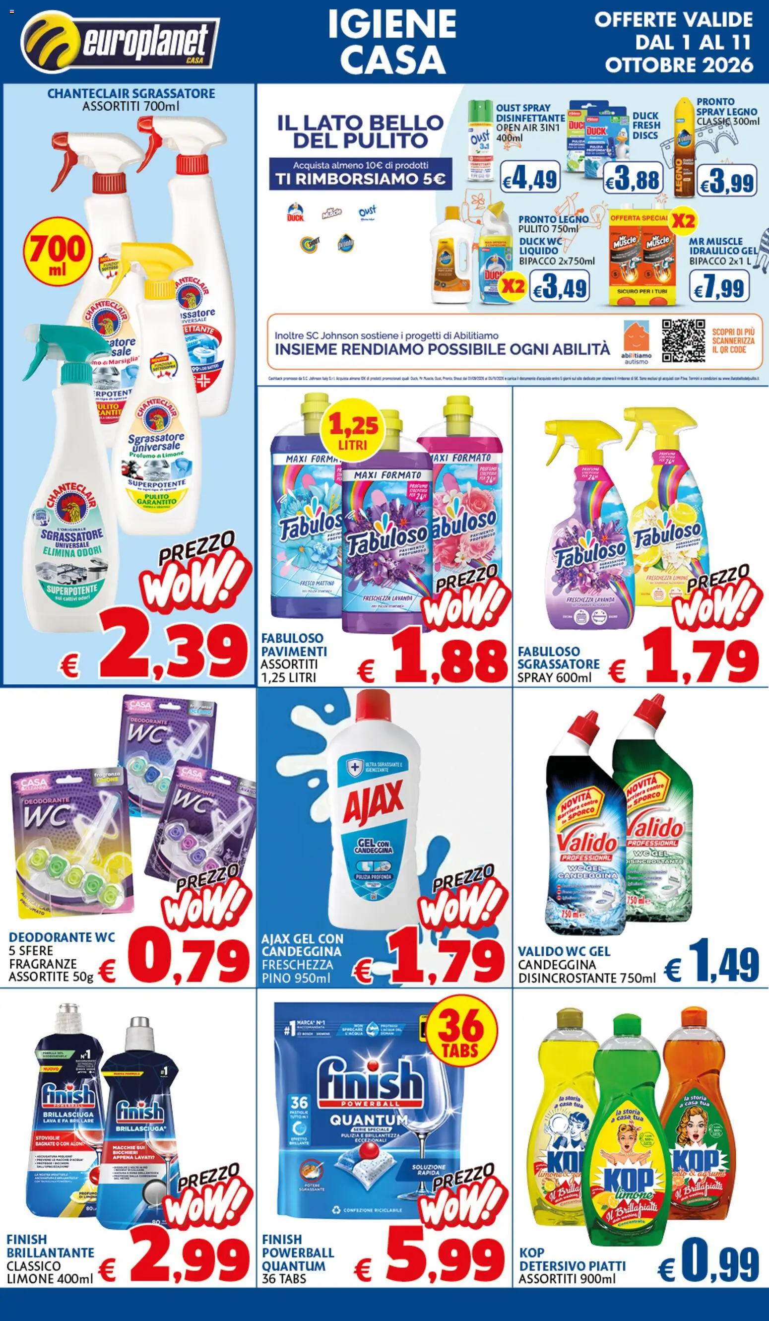 Volantino Europlanet Casa del 01/10/2026 | Pagina: 7 | Prodotti: Spray disinfettante, Piatti, Candeggina, Lavanda