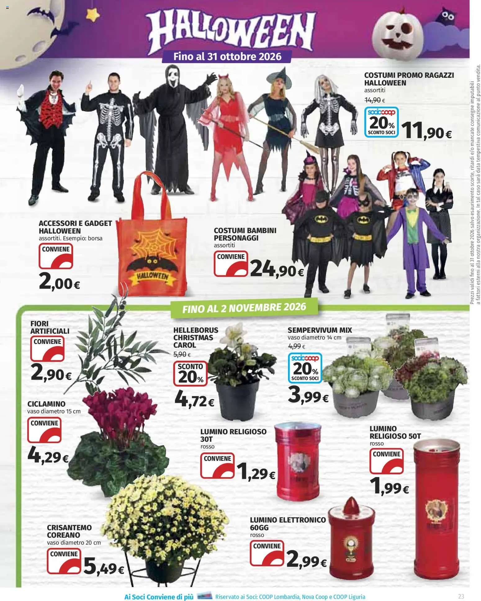 Volantino COOP del 15/10/2026 | Pagina: 23 | Prodotti: Data, Fiori, Fiori artificiali, Vaso