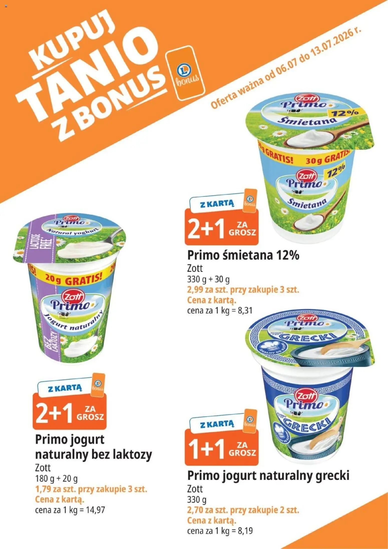 E.Leclerc gazetka - Kupuj Tanio Z Bonus od 06.07.2026 | Strona: 6 | Produkty: Karta, Bez laktozy, Jogurt naturalny, Jogurt