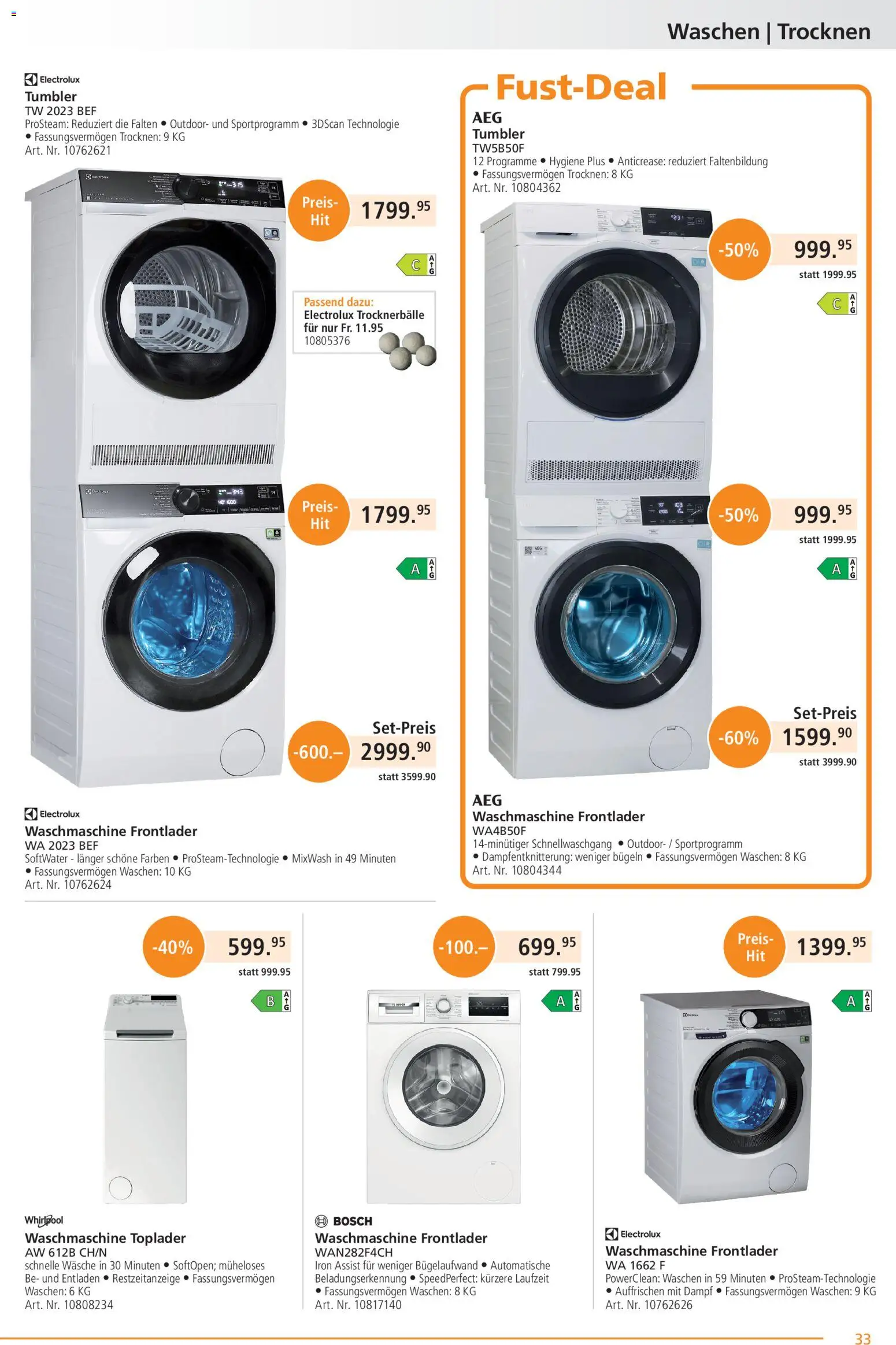 Fust aktionen – gültig ab 24.08.2026 | Seite: 33 | Produkte: Toplader, Waschmaschine, Bosch