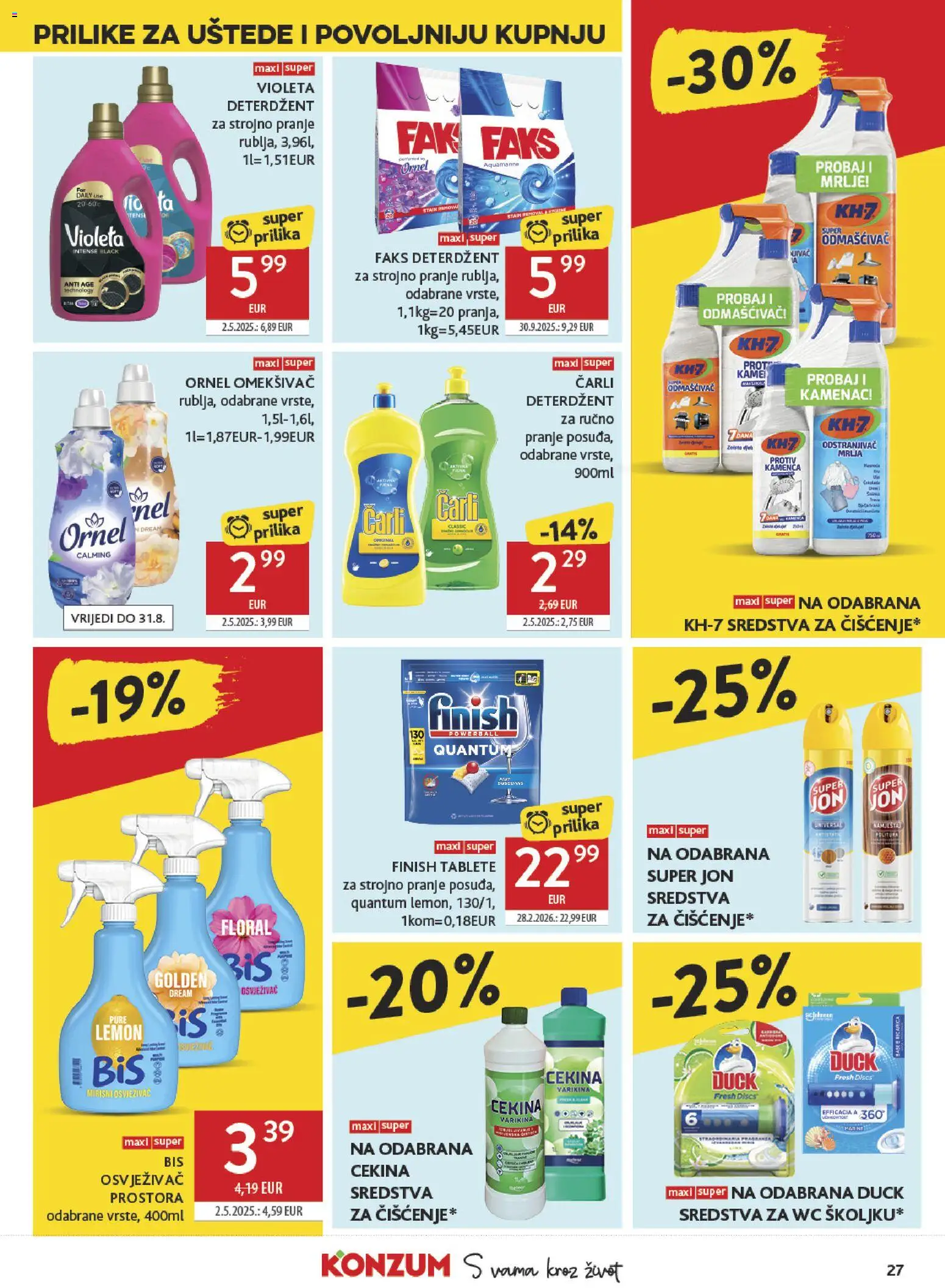 Konzum HR akciós ujság - amely érvényes a következő dátumtól: 2026.08.12. | Oldal: 27 | Termékek: WC, Püré, Finish