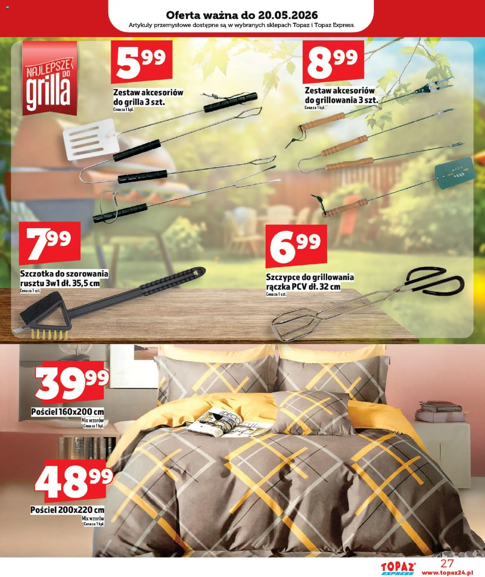 Topaz gazetka - Express od 14.05.2026 | Strona: 27 | Produkty: Pościel, Artykuły przemysłowe, Szczotka