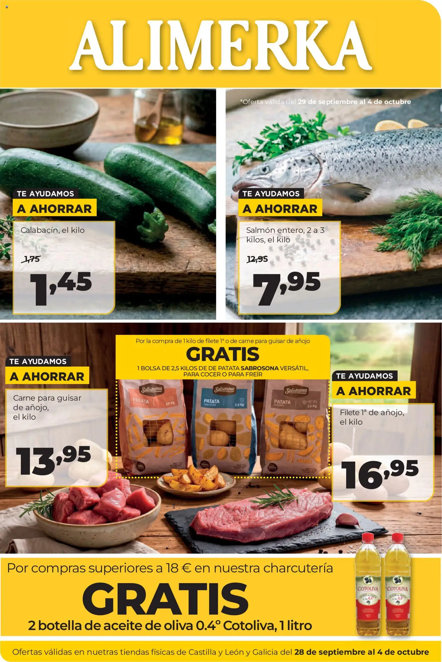 Alimerka folleto Castilla y León │ válido desde el 28/09/2026 | Página: 1 | Productos: Aceite de oliva, Bolsa, Filete, Carne