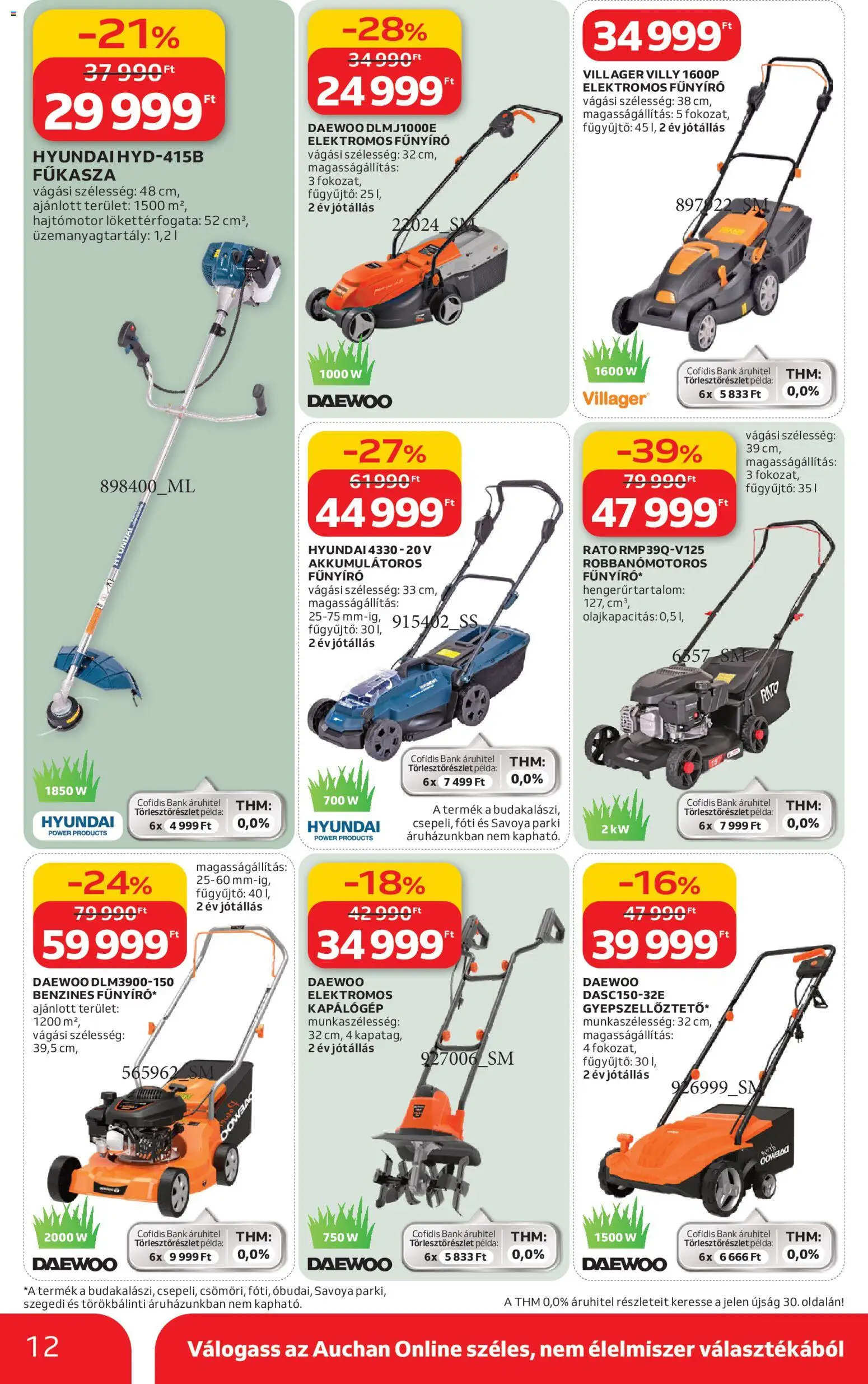 Auchan akciós ujság - amely érvényes a következő dátumtól: 2026.03.05. | Oldal: 12 | Termékek: Akkumulátoros fűnyíró, Fűkasza, Fűnyíró, Elektromos fűnyíró