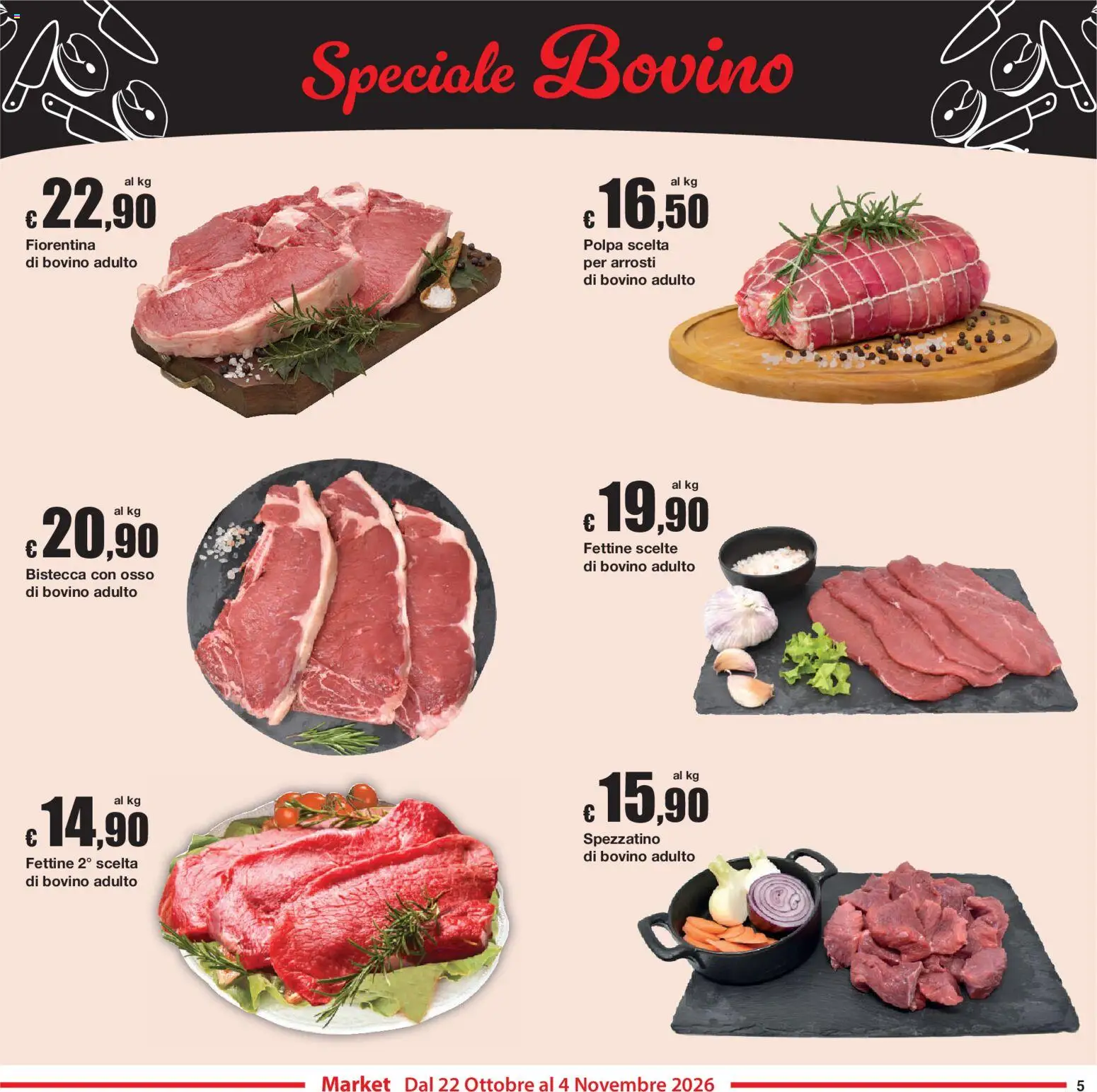 Volantino Sì con Te del 22/10/2026 | Pagina: 5 | Prodotti: Bovino, Bistecca