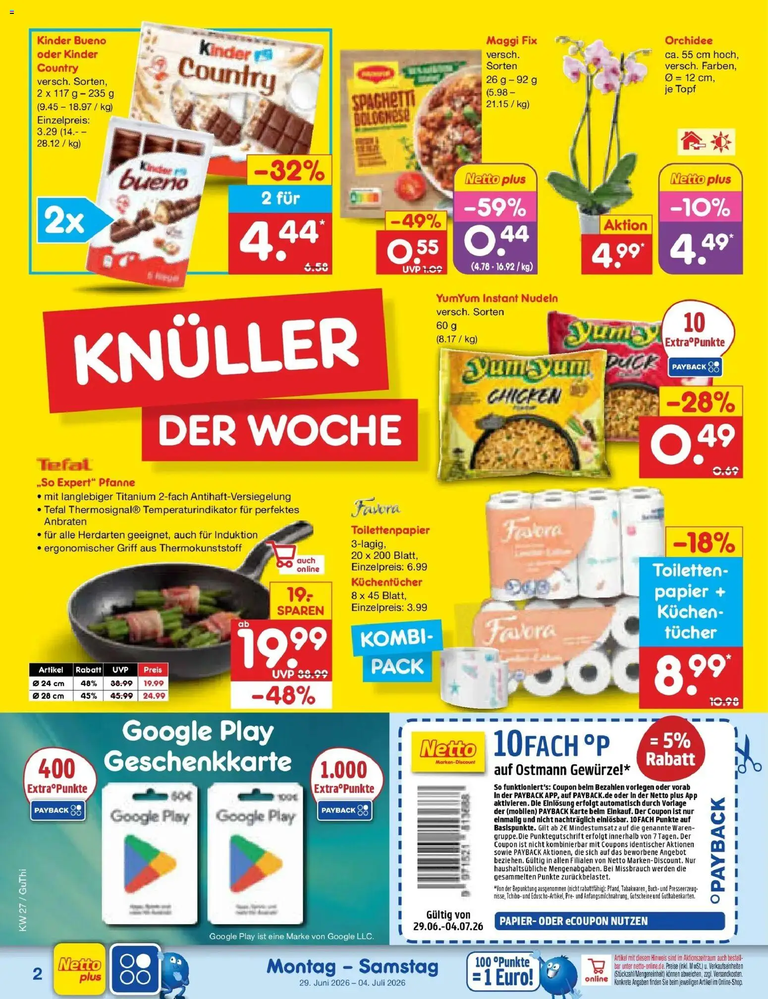 Netto Marken-Discount Prospekt Augustusburg – gültig ab 29.06.2026 | Seite: 2 | Produkte: Kinder bueno, Gewürze, Maggi fix, Nudeln