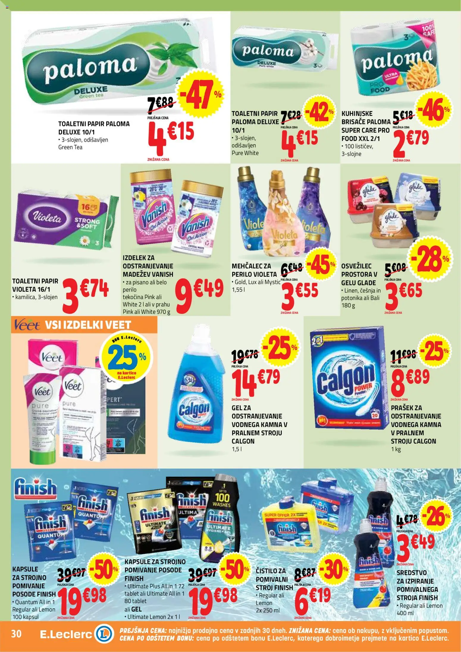 Novi E.leclerc katalog ponudbe – veljaven od 07.10.2026 | Stran: 30 | Izdelki: Prašek, Mehčalec, Toaletni papir