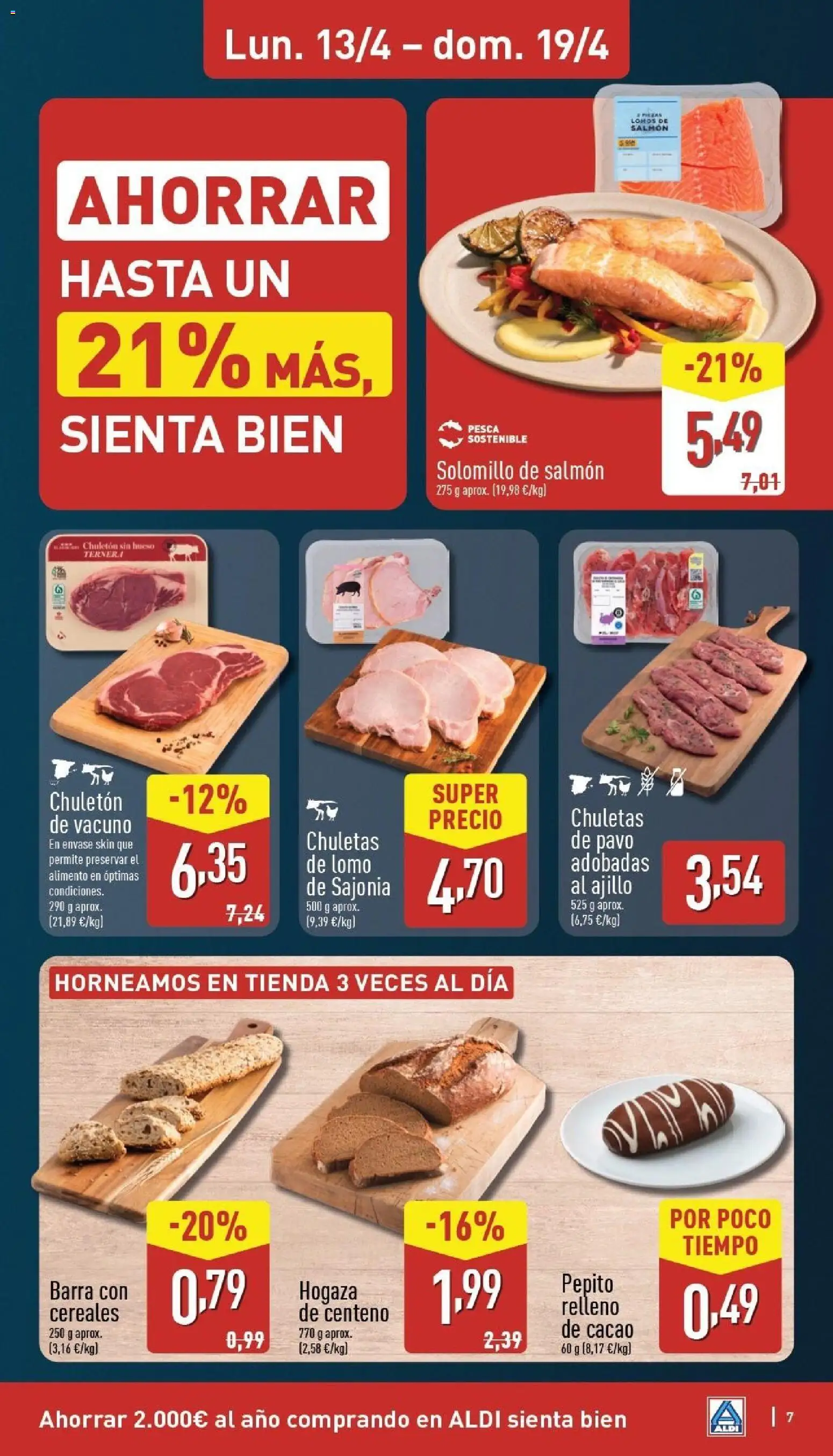 Aldi folleto Península │ válido desde el 13.04.2026 | Página: 7 | Productos: Chuletas de pavo, Cereales, Φρυγανιές σικάλεως