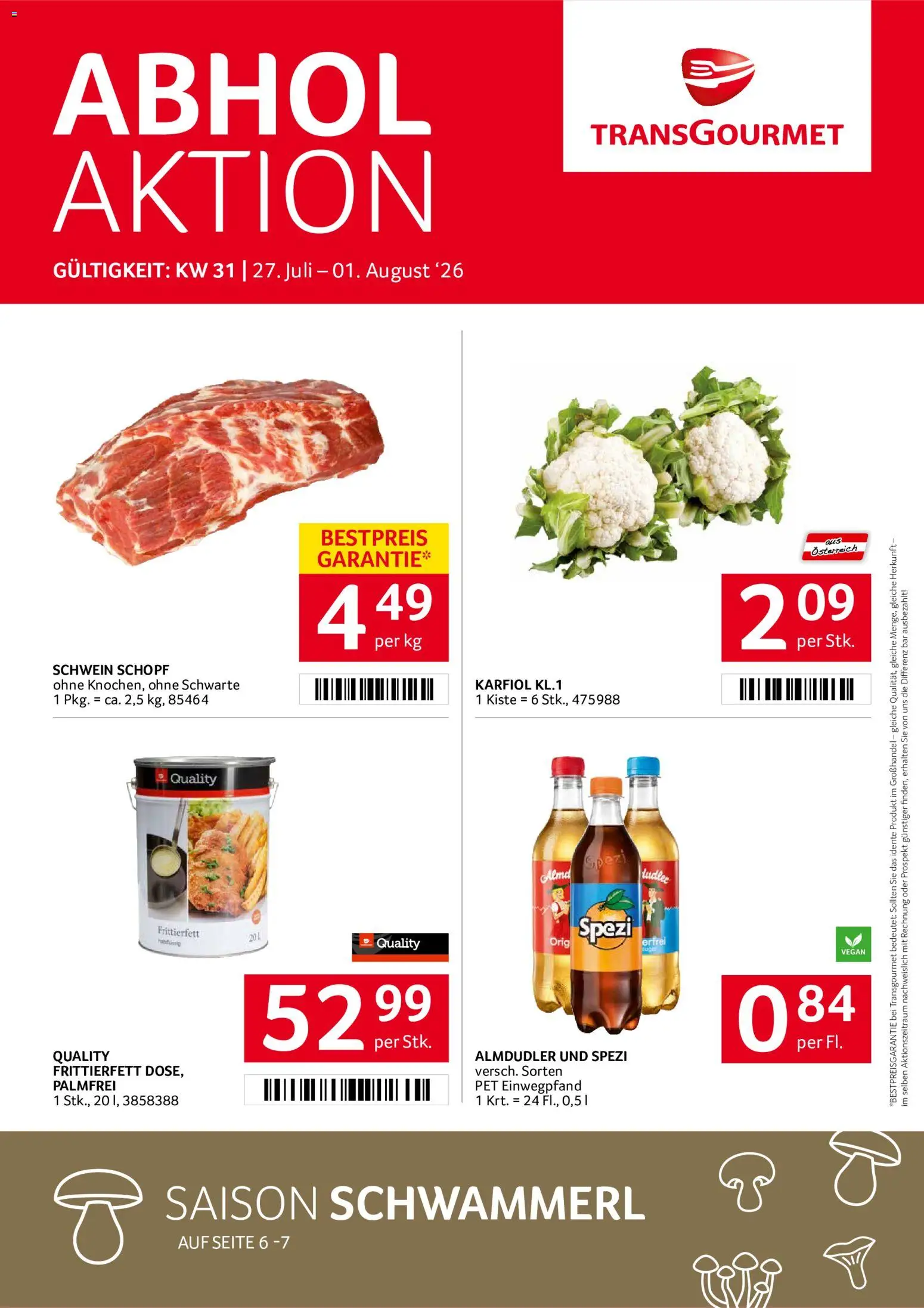 Transgourmet Flugblatt gültig ab 27.07.2026 | Seite: 1