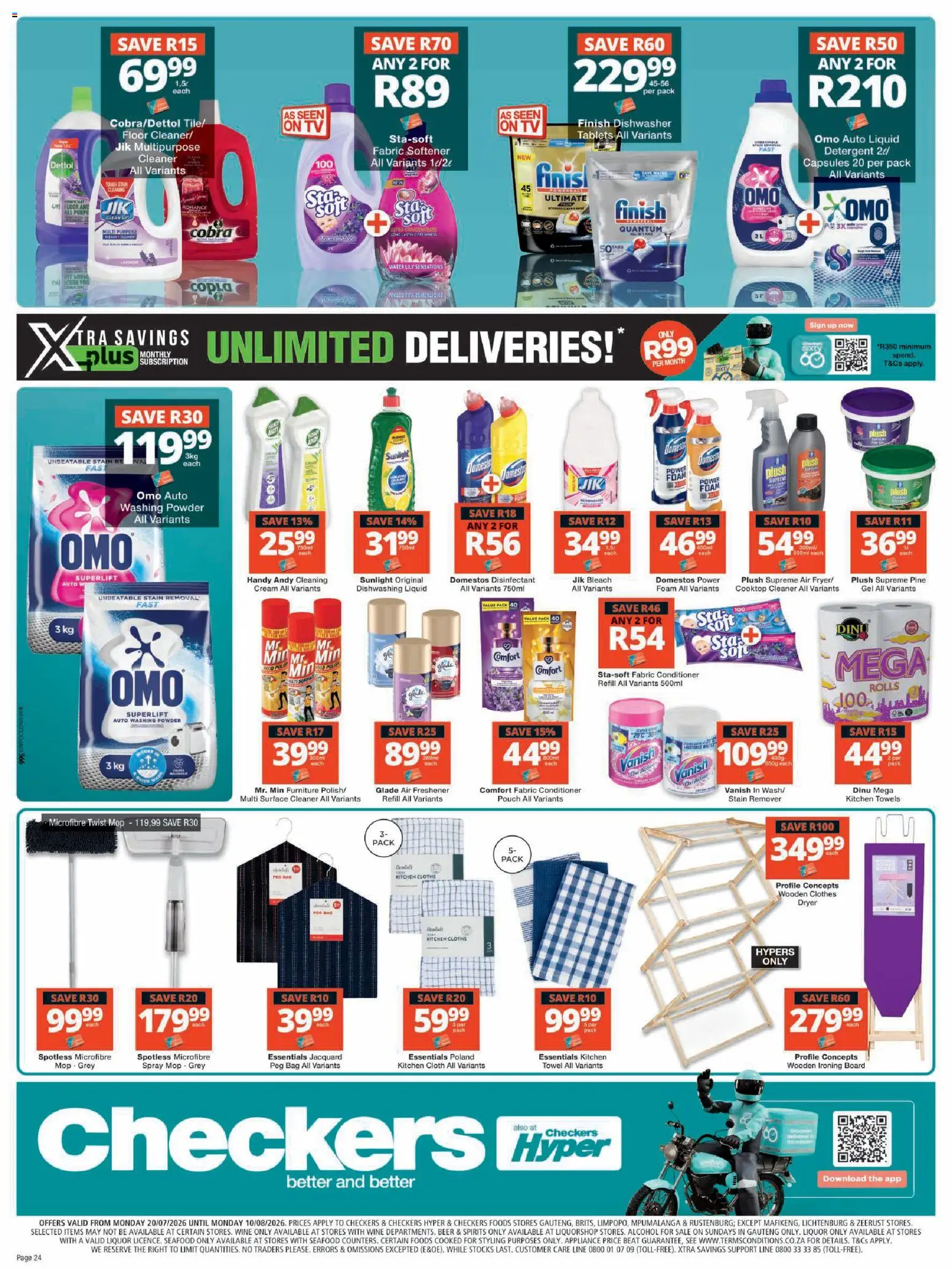 New Checkers catalogue – valid from 20/07/2026 | Page: 24 | Products: Dryer, Mop, Wine, Dishwashing liquid