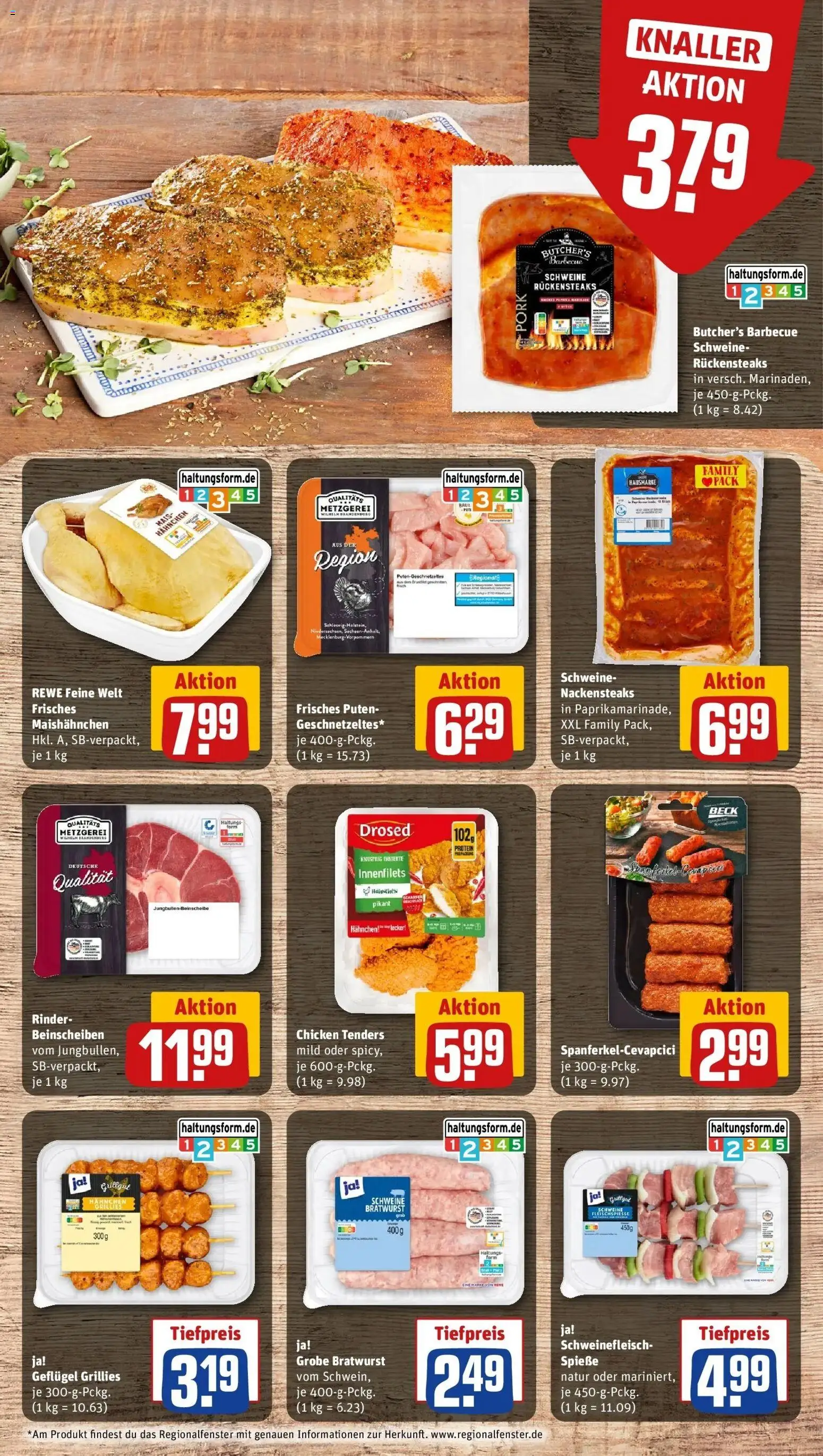 REWE Prospekt ab 07.09.2026 zum Blättern » Angebote | Seite: 8 | Produkte: Nackensteaks, Mais, Hahnchen, Bratwurst