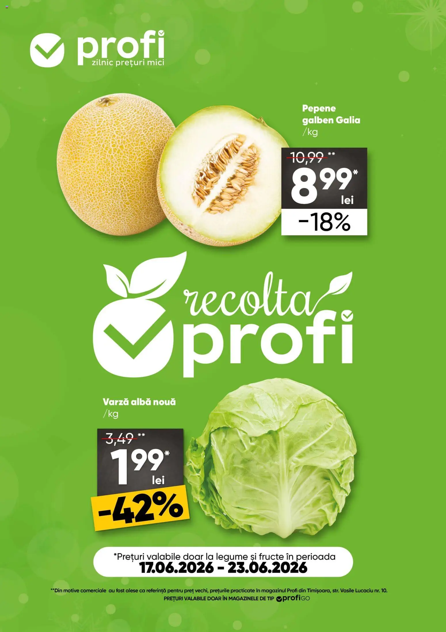 Noul catalog Profi – valabil de la 17.06.2026 | Pagină: 1 | Produse: Varză, Pepene Galben, Mici, Fructe