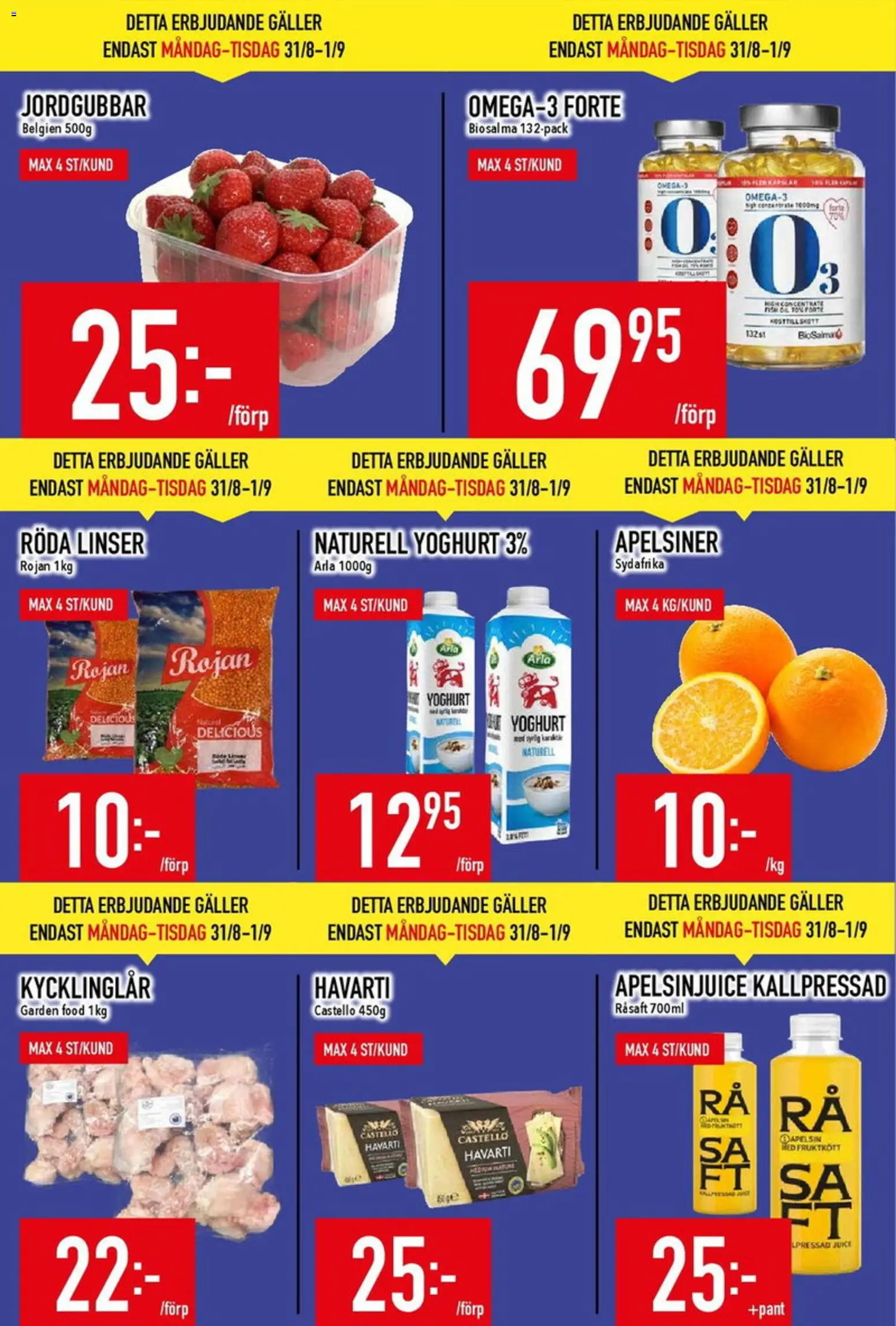 Matdax reklamblad aktuell från 31/08/2026 | Sida: 2 | Produkter: Galler, Apelsiner, Apelsin, Kycklinglår