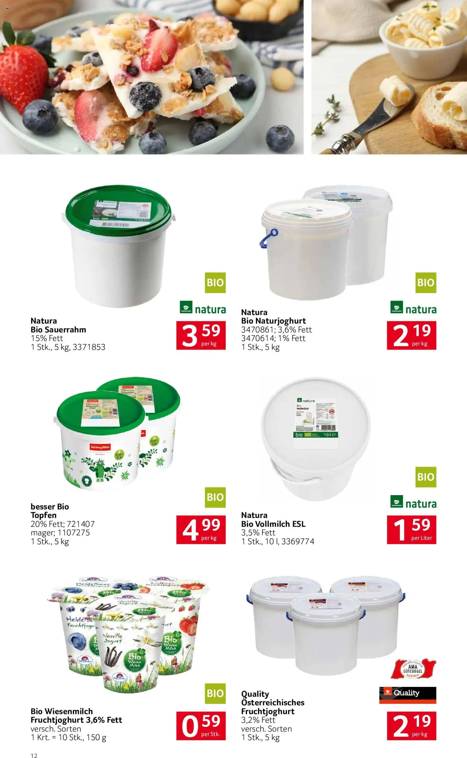 Transgourmet Heimische Qualität gültig ab 29.06.2026 | Seite: 12 | Produkte: Sauerrahm
