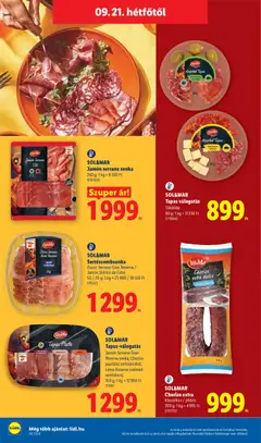 SOL&MAR Jamón serrano sonka, 240 g; 1 kg = 8 330 Ft - amely érvényes a következő dátumtól: 2026.09.17. | Oldal: 62