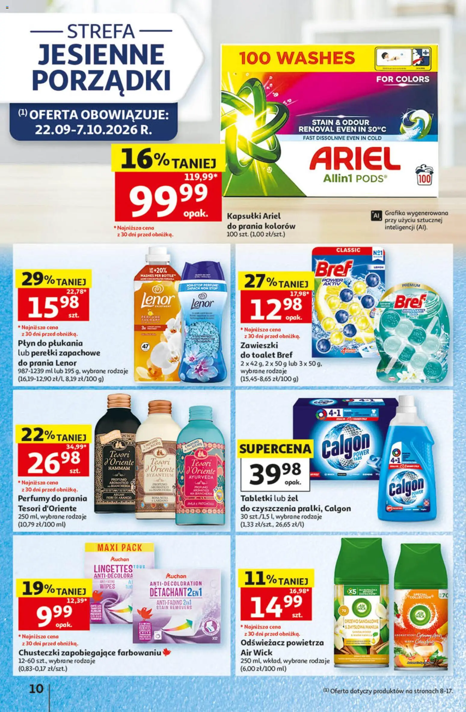 Auchan gazetka - 30 Lat Hipermarket od 24.09.2026 | Strona: 10 | Produkty: Odświeżacz, Calgon, Chusteczki, Perfumy