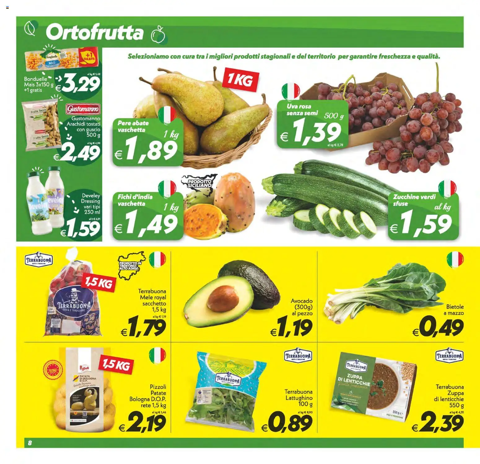 Volantino SuperConveniente del 13/10/2026 | Pagina: 8 | Prodotti: Pere, Uva, Mais, Zucchine