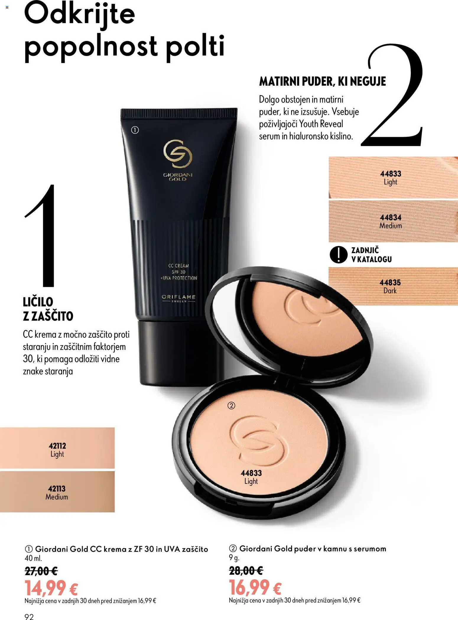Novi Oriflame katalog ponudbe – veljaven od 16.09.2026 | Stran: 92 | Izdelki: Puder, Cc krema, Krema