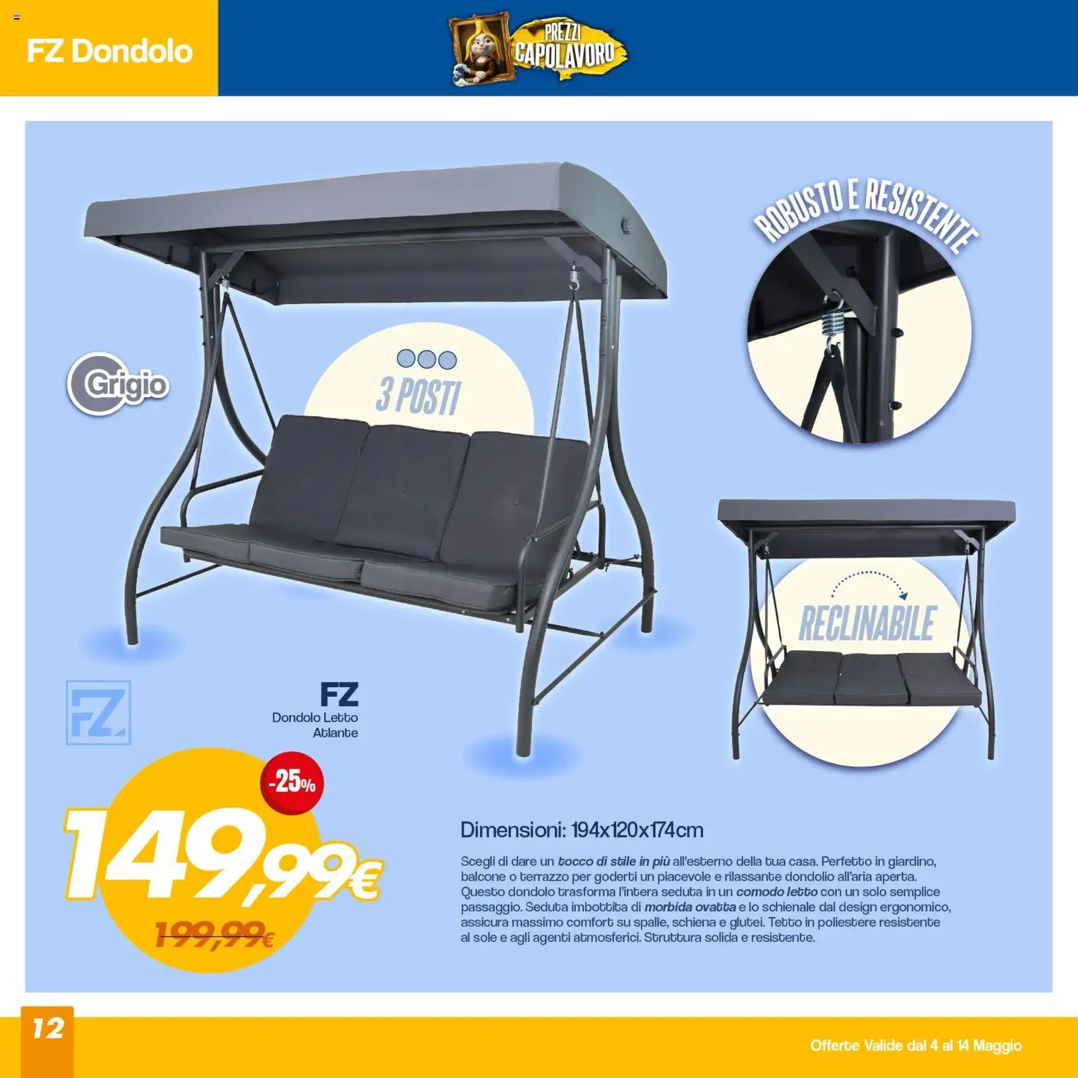 Volantino Franzy's del 04.05.2026 | Pagina: 12 | Prodotti: Dondolo, Letto