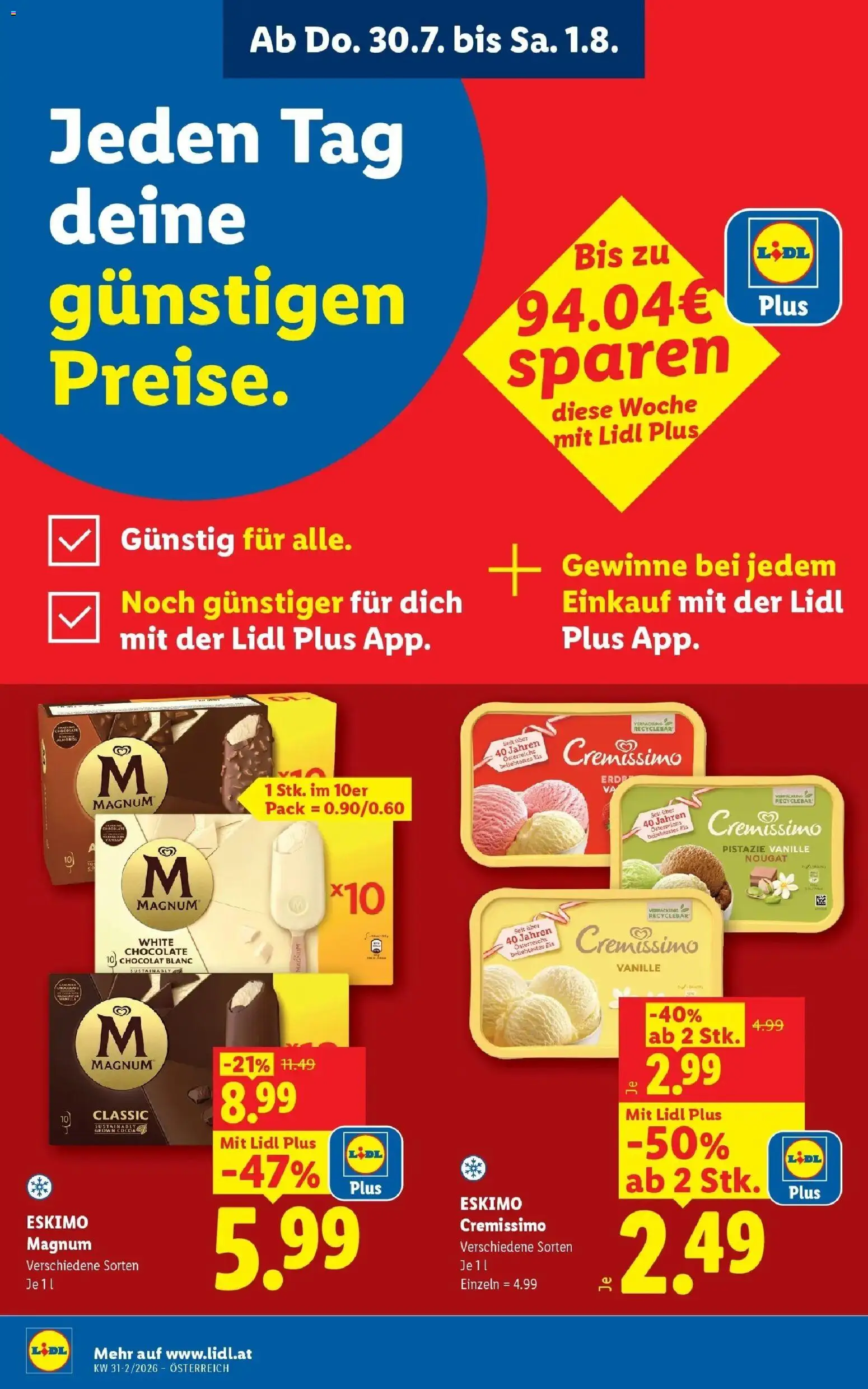 Lidl Flugblatt - Jenbach, Eferding, Dornbirn gültig ab 30.07.2026 | Seite: 2 | Produkte: Pistazie, Eis, Vanille