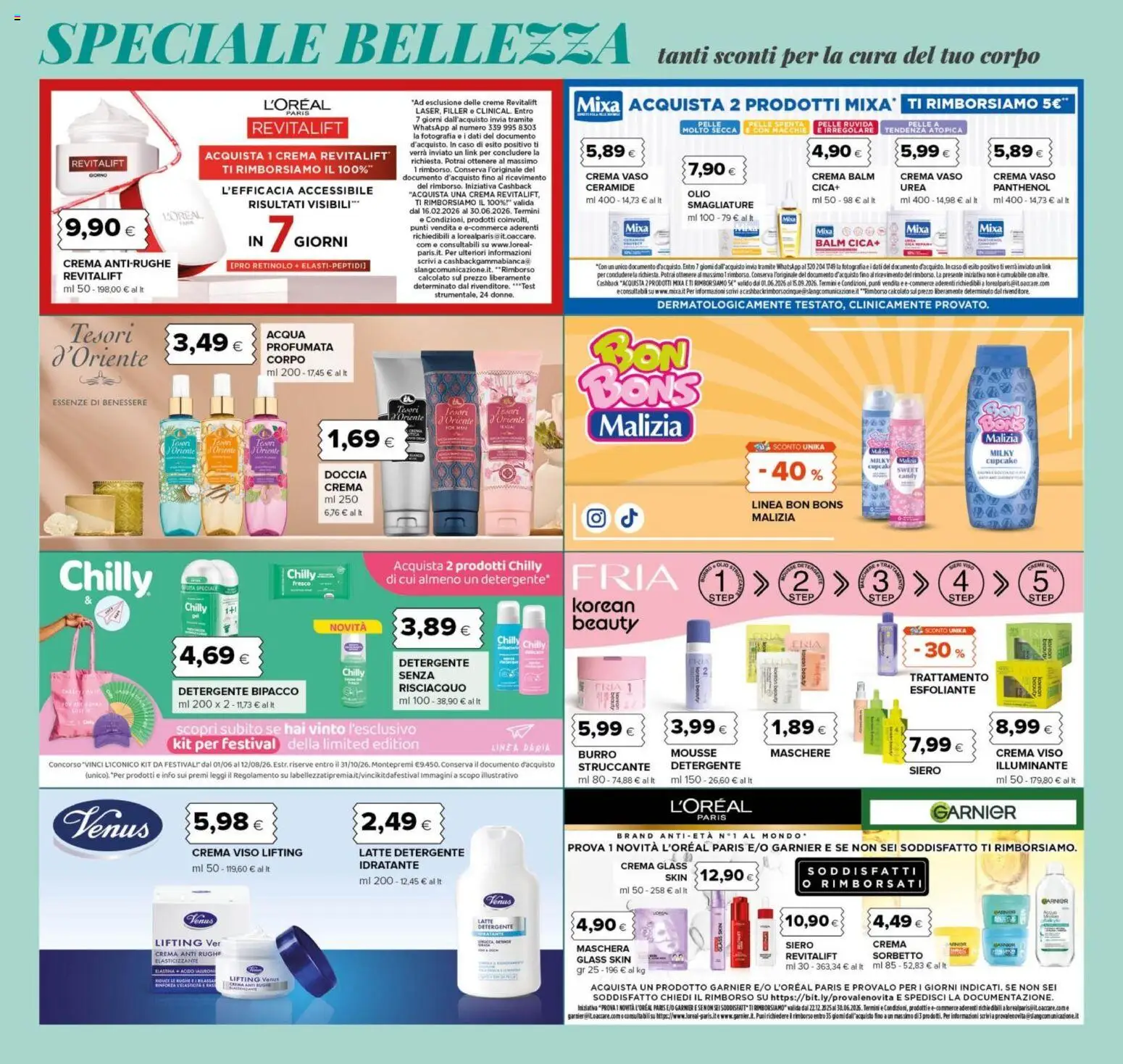 Volantino Oasi del 04.06.2026 | Pagina: 3 | Prodotti: Struccante, Detergente, Crema viso, Doccia