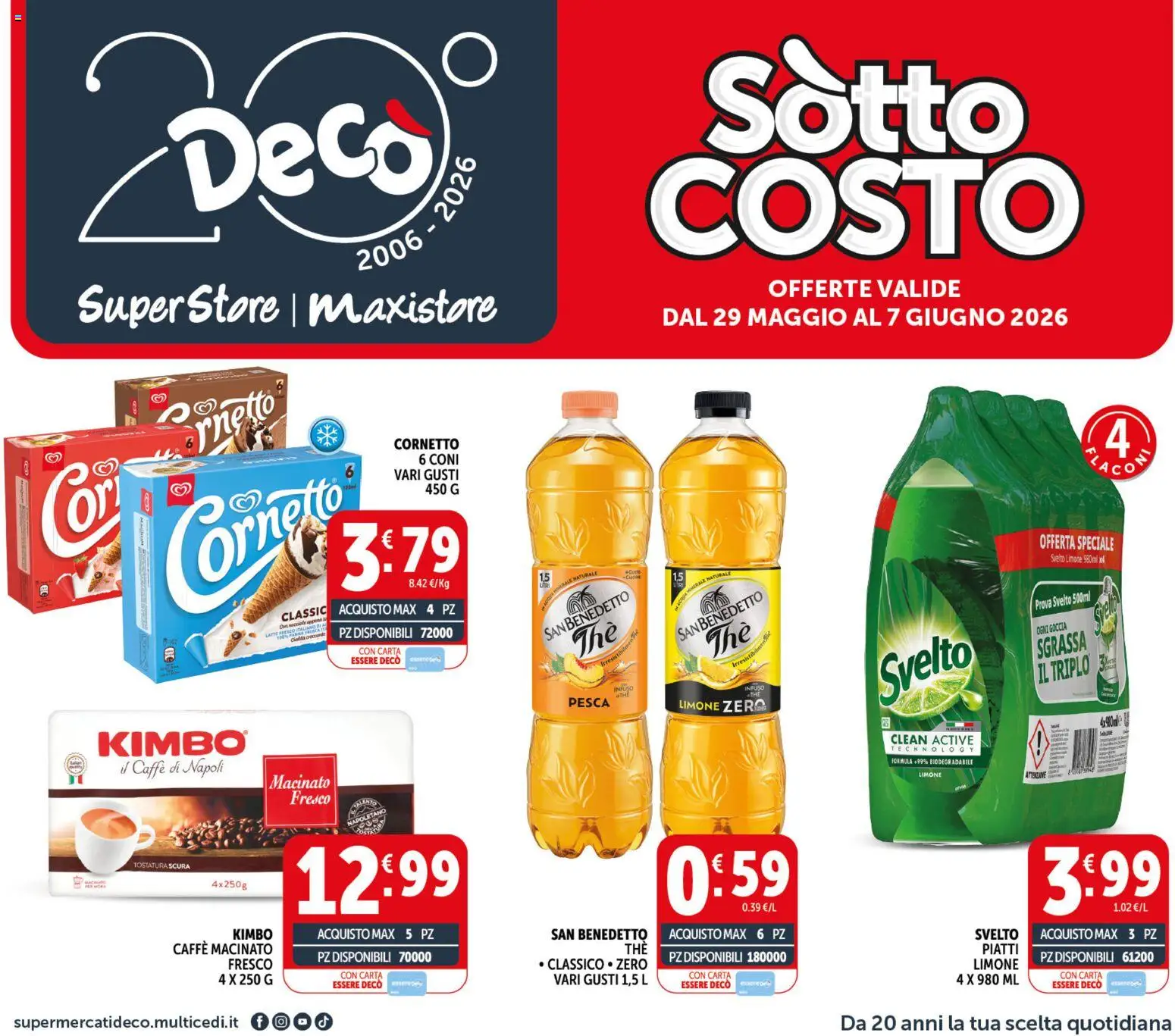 Volantino Decò del 29.05.2026 | Pagina: 1 | Prodotti: Caffè, Cornetto, Limone, The