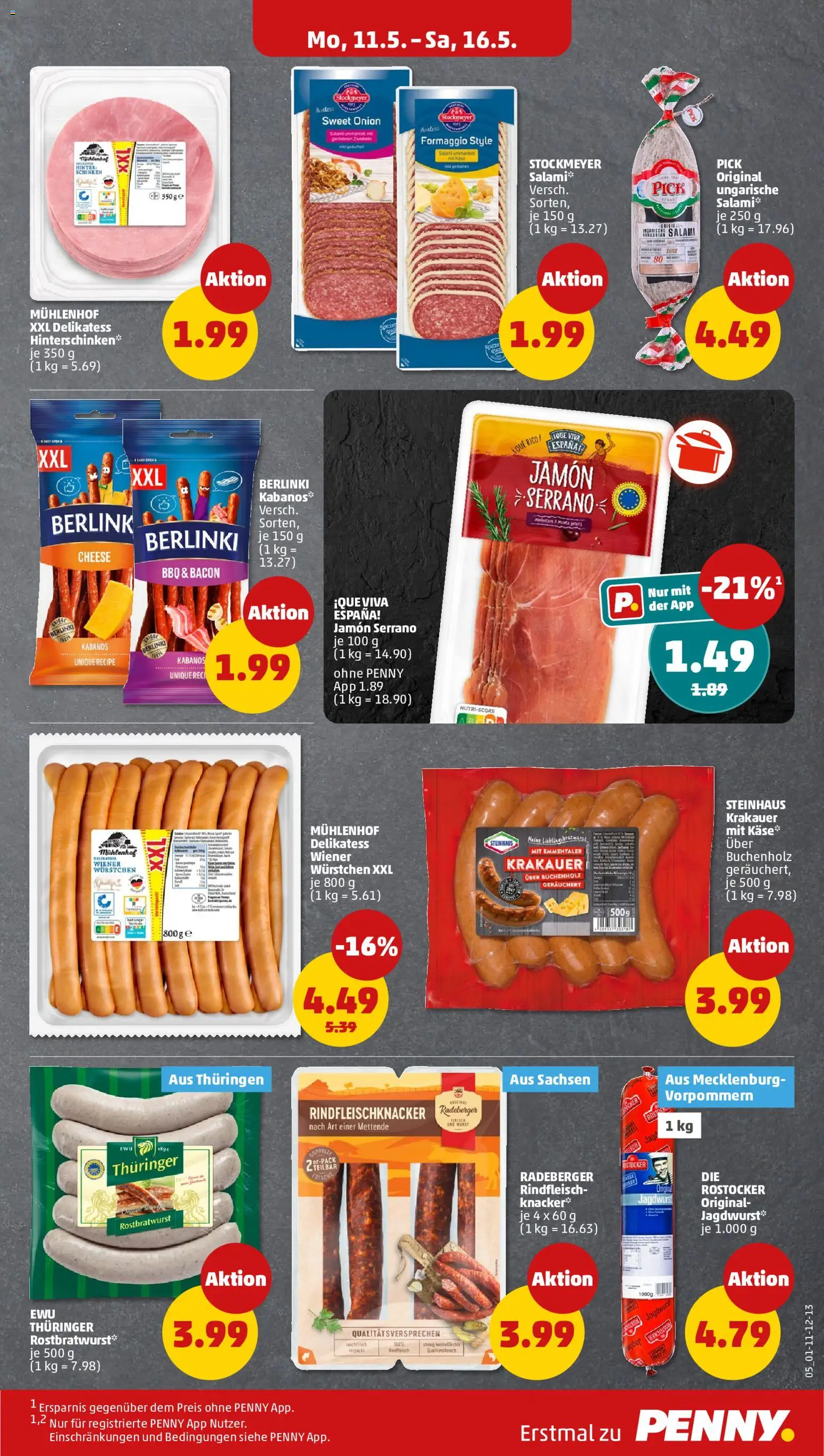 Penny Prospekt 	 – gültig ab 11.05.2026 | Seite: 7 | Produkte: Wiener wurstchen, Käse, Salami, Rindfleisch