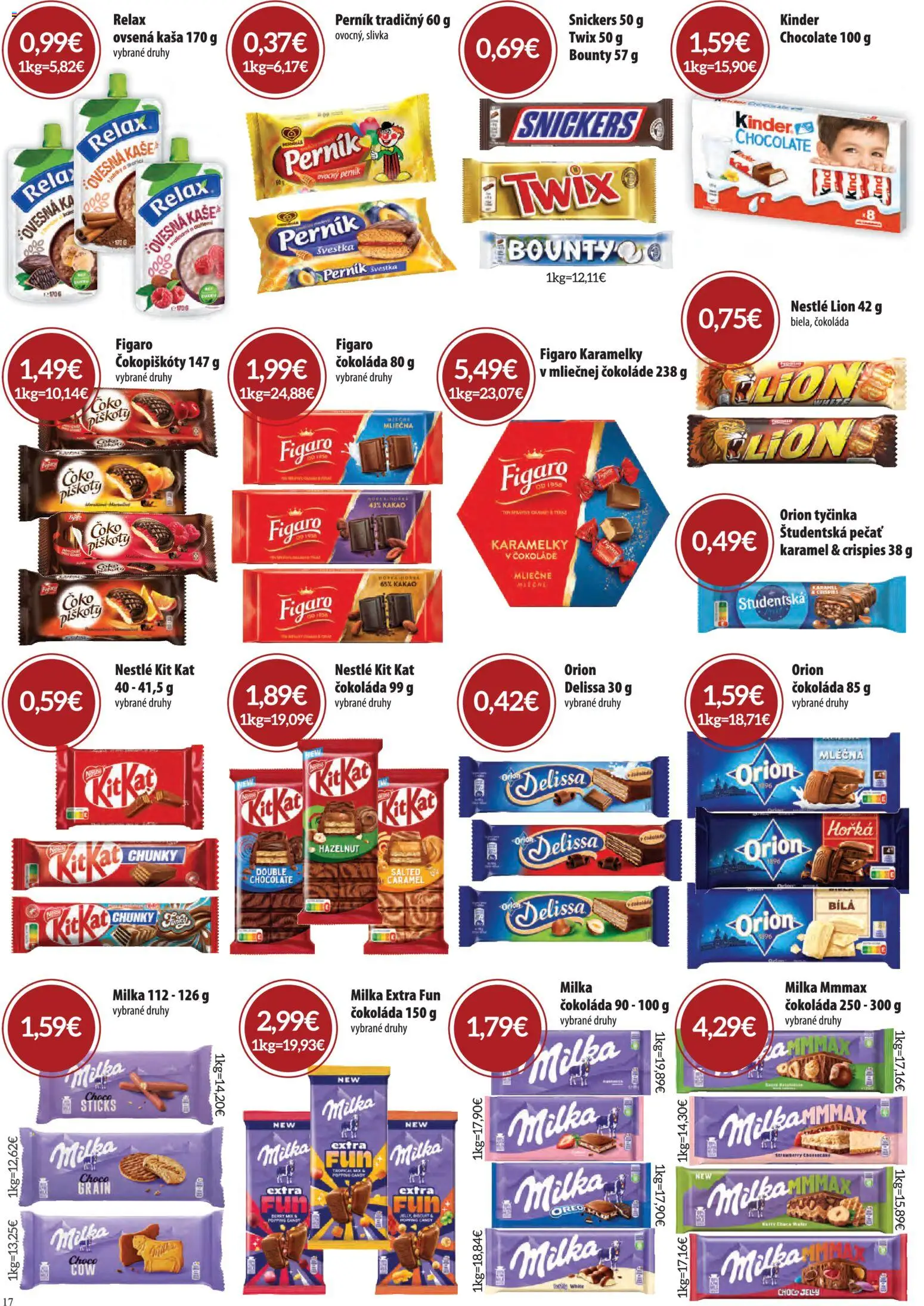 Nové CBA Verex akcie – leták je platný od 03.09.2026 | Strana: 17 | Produkty: Piškóty, Kinder, Kaša, Kakao