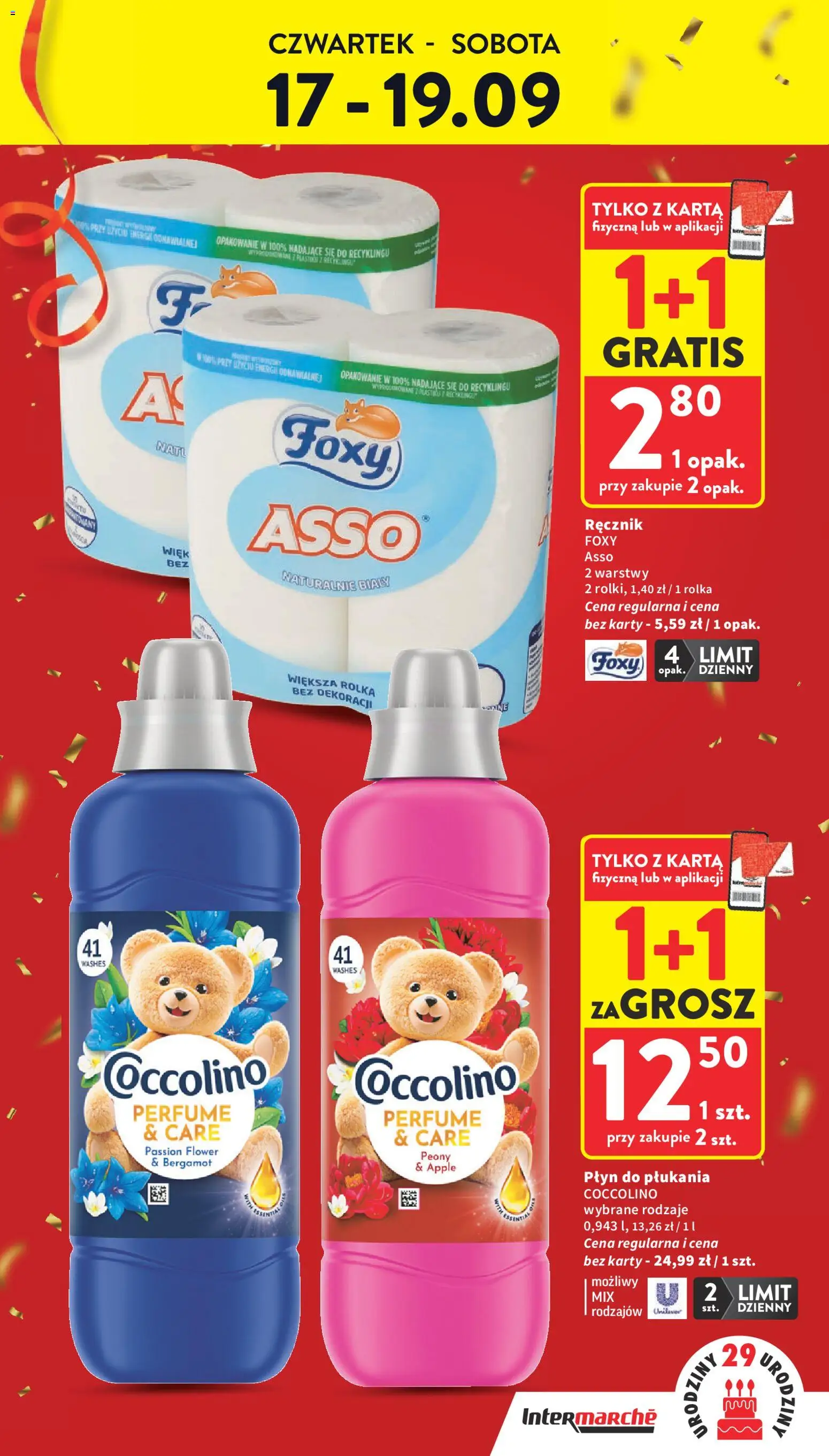 Intermarche gazetka od 17.09.2026 | Strona: 3 | Produkty: Karta, Płyn do płukania, Coccolino, Płyn do płukania Coccolino
