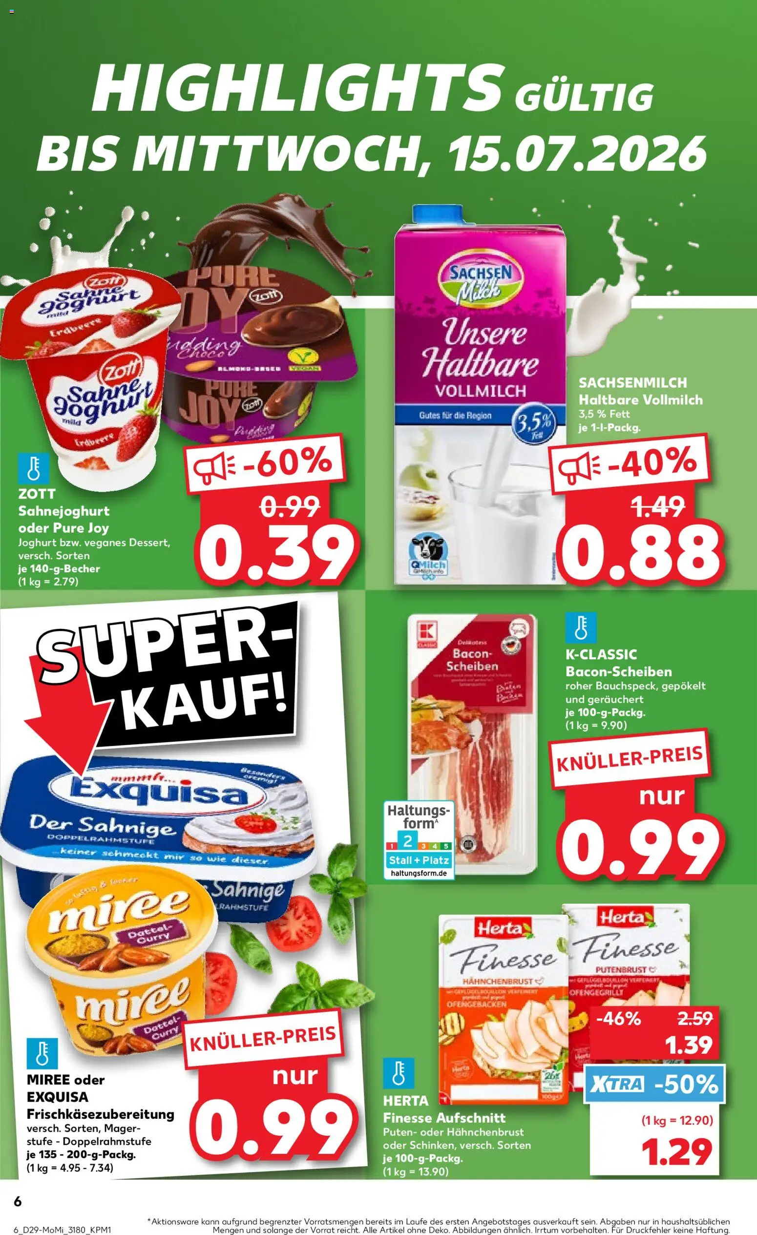 Kaufland Prospekt Leipzig – gültig ab 13.07.2026 | Seite: 6 | Produkte: Joghurt, Exquisa, Dattel, Hahnchenbrust