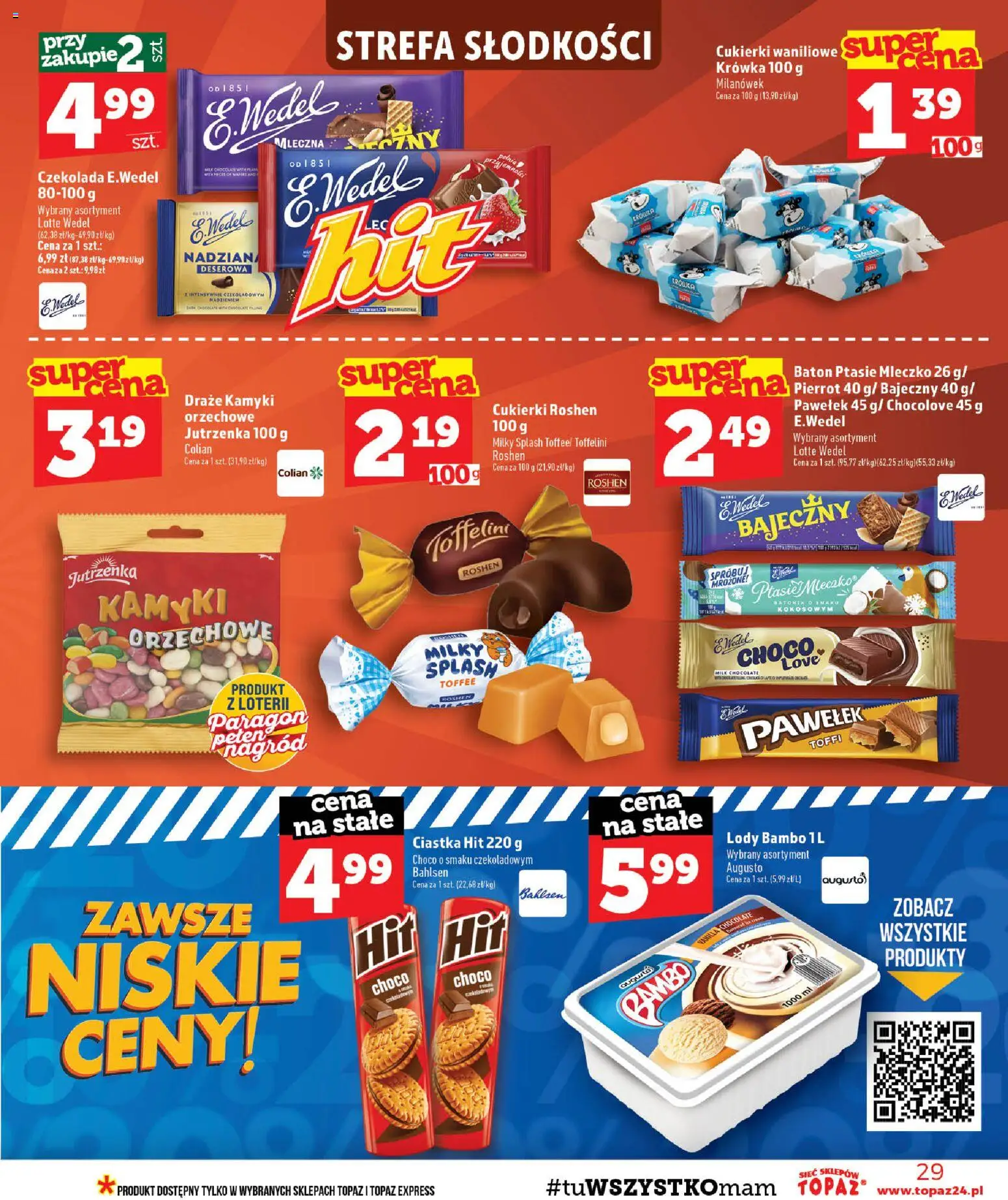 Topaz gazetka - MAZ od 27.08.2026 | Strona: 29 | Produkty: Cukierki roshen, Krowka, Cukierki, Lody