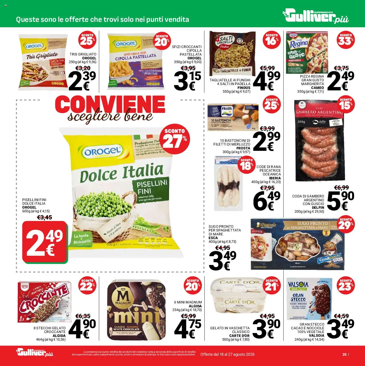 Volantino Gulliver del 18/08/2026 | Pagina: 25 | Prodotti: Crema, Merluzzo, Funghi, Nocciole