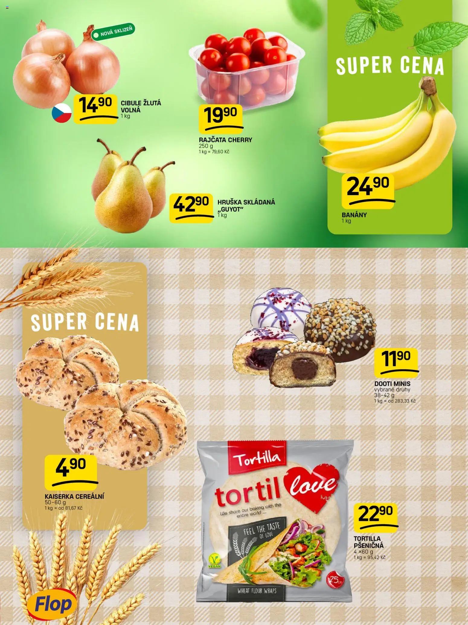 Flop leták od 29.07.2026 | Strana: 3 | Produkty: Rajčata, Banány, Tortilla, Cibule