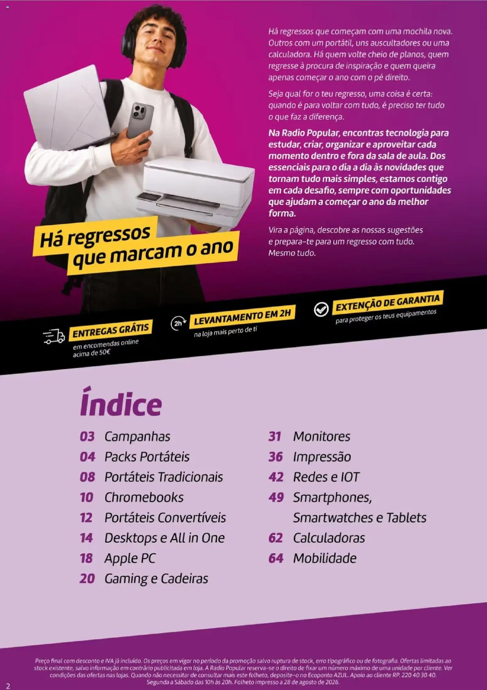 Radio Popular É para regressar resso asaul com tudo, mesmo tudo │ válido de 01/09/2026 | Página: 2 | Produtos: Mochila, PC, Rádio, Cadeiras