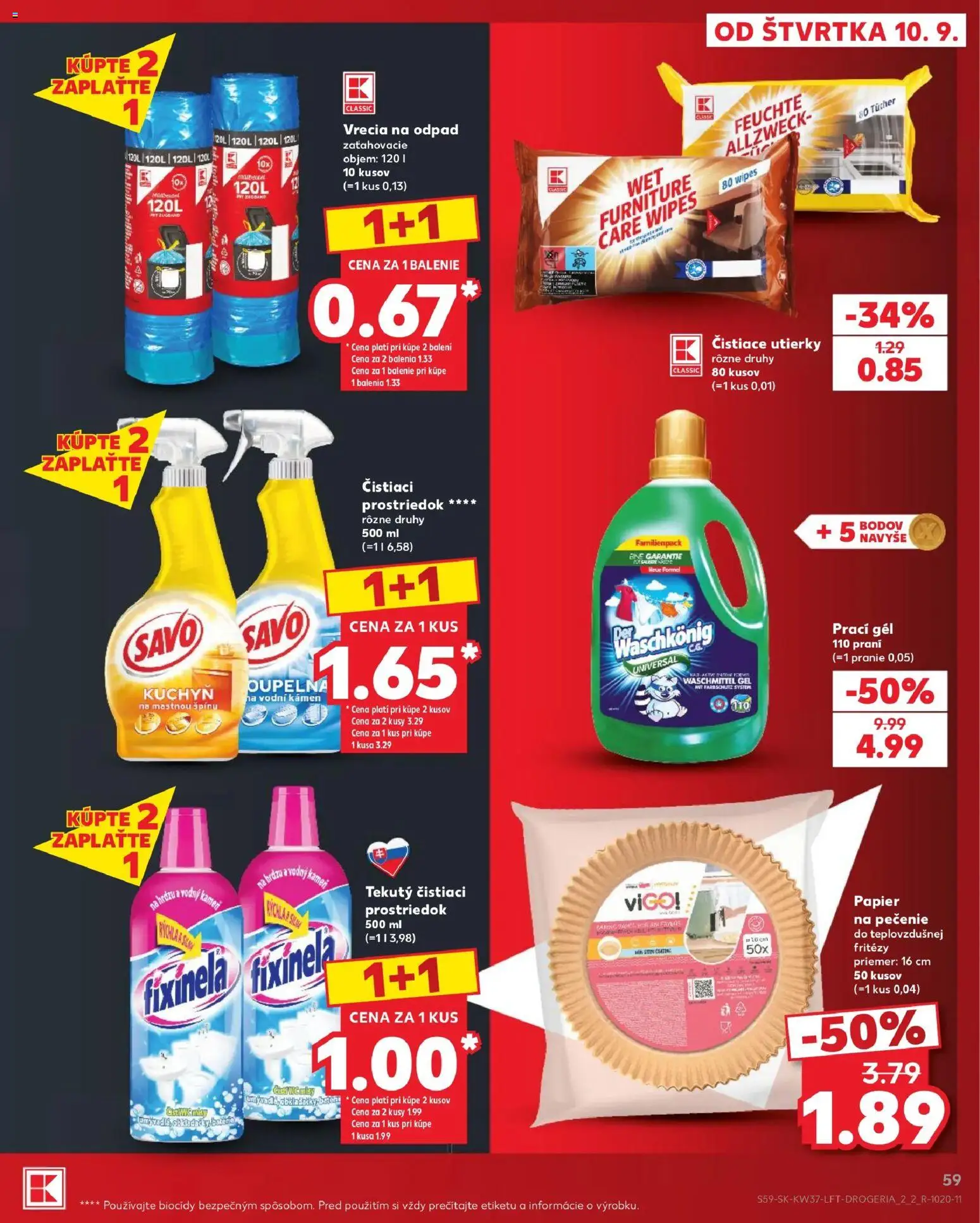 Nové Kaufland akcie – leták je platný od 10.09.2026 | Strana: 59 | Produkty: Savo, Čistiace utierky, Čistiaci prostriedok, Utierky