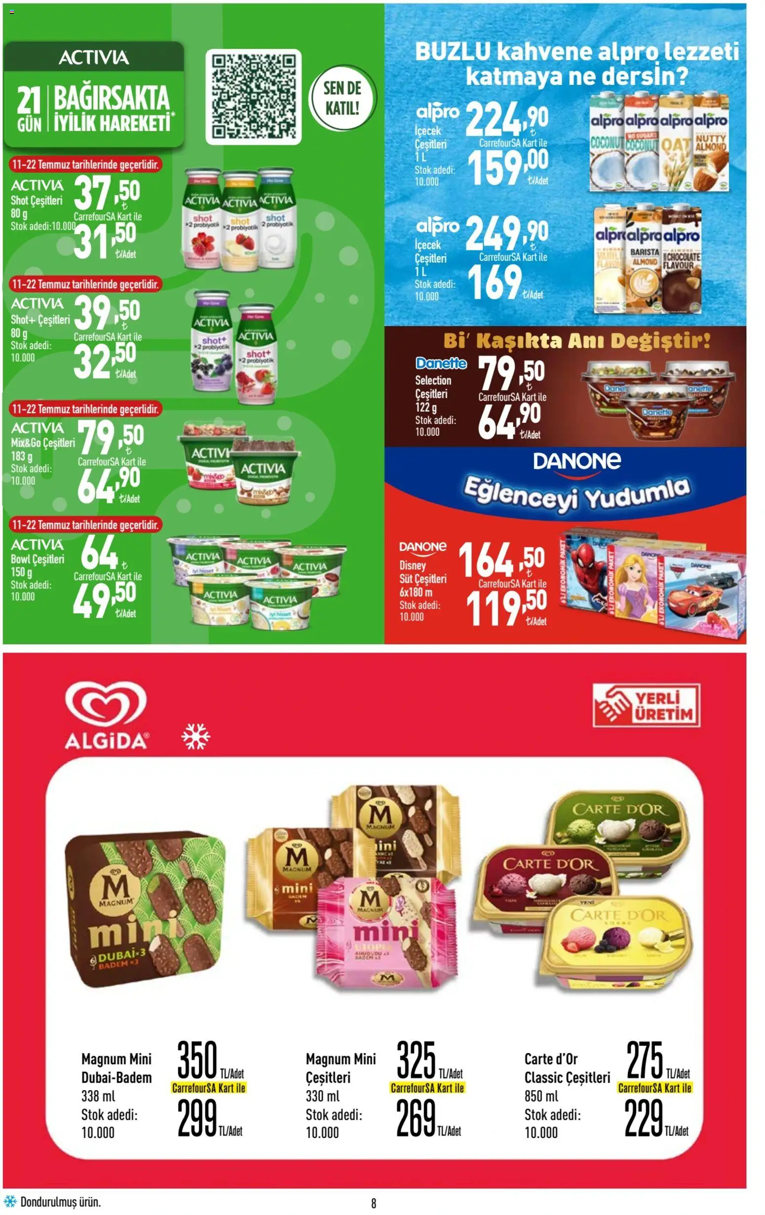 CarrefourSA Katalog - 09 Temmuz 2026 tarihinden itibaren geçerlidir | Sayfa: 8 | Ürünler: Süt, Badem
