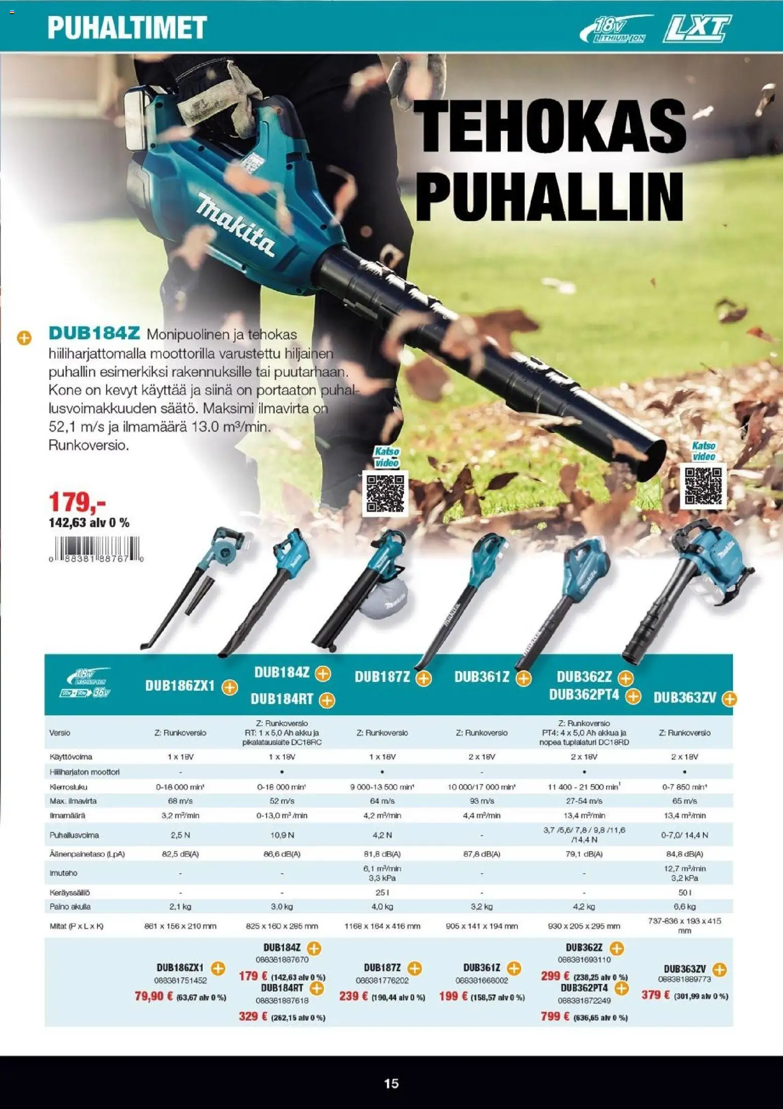 Makita tarjoukset - LXT Puutarha 2026 – voimassa 07.04.2026 alkaen | Sivu: 15 | Tuotteet: Akku, Video