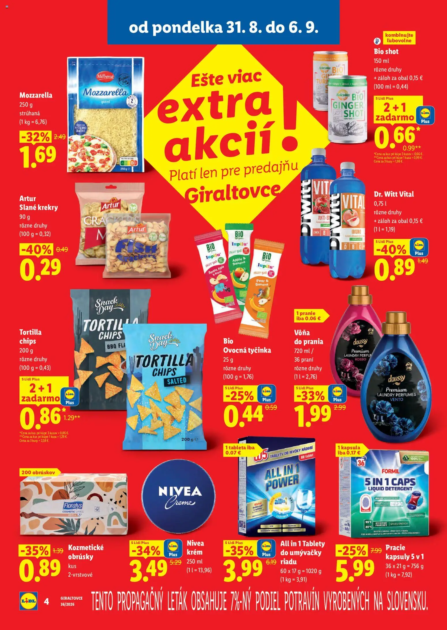 Nové Lidl akcie – leták je platný od 31.08.2026 | Strana: 4 | Produkty: Tablet, Mozzarella, Apple, Tablety do umývačky riadu