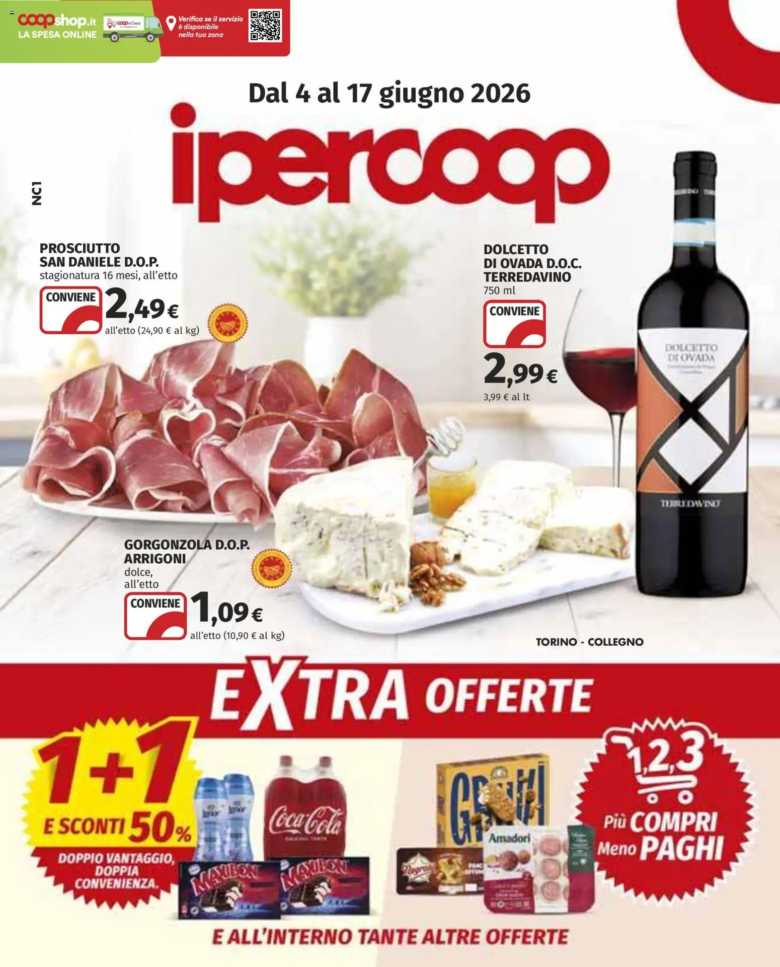 Volantino Ipercoop del 04.06.2026 | Pagina: 1 | Prodotti: Prosciutto, Gorgonzola
