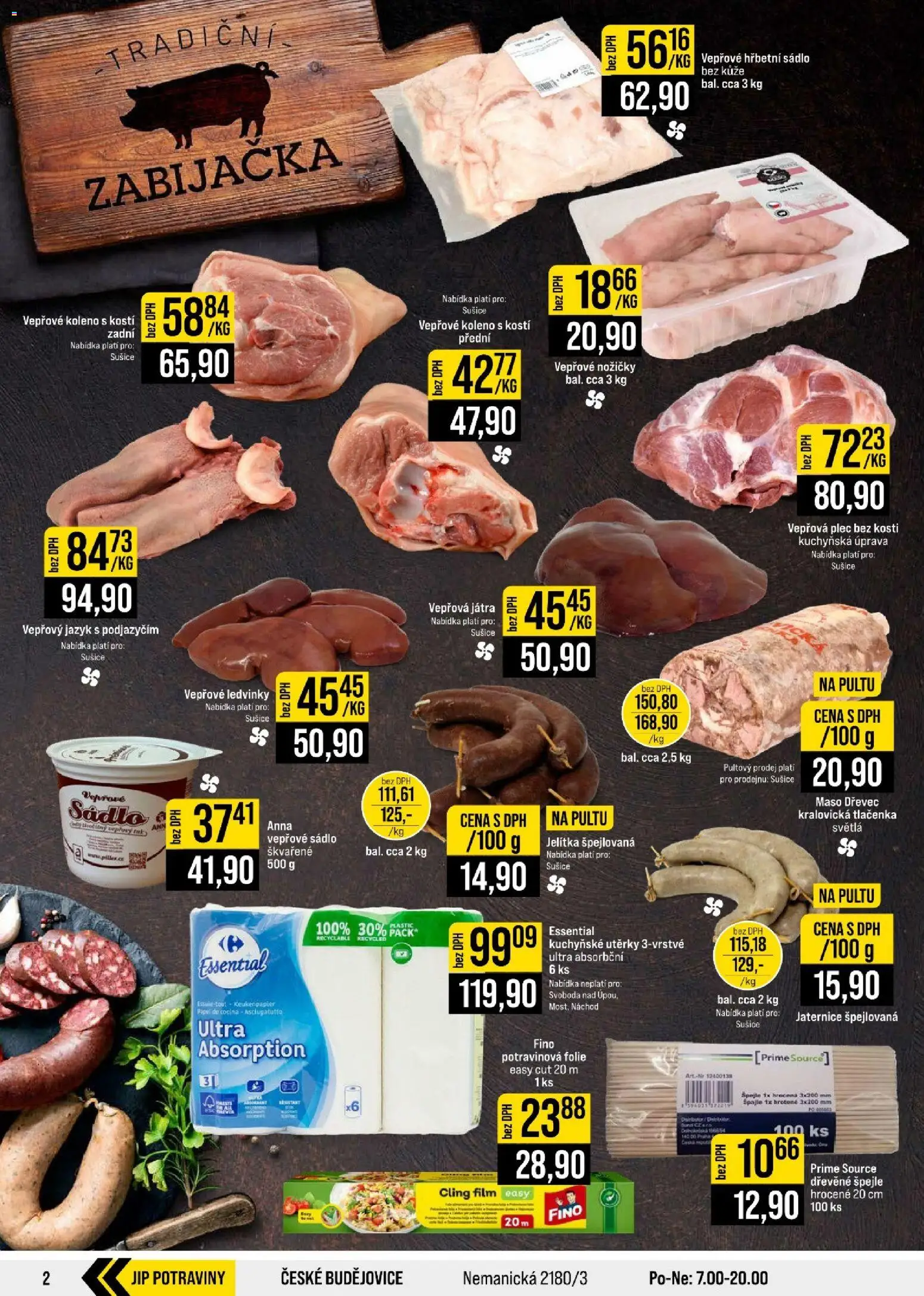 Jip leták - Cash & Carry od 21.10.2026 | Strana: 2 | Produkty: Plec bez kosti, Vepřová játra, Vepřové sádlo, Vepřová plec bez kosti