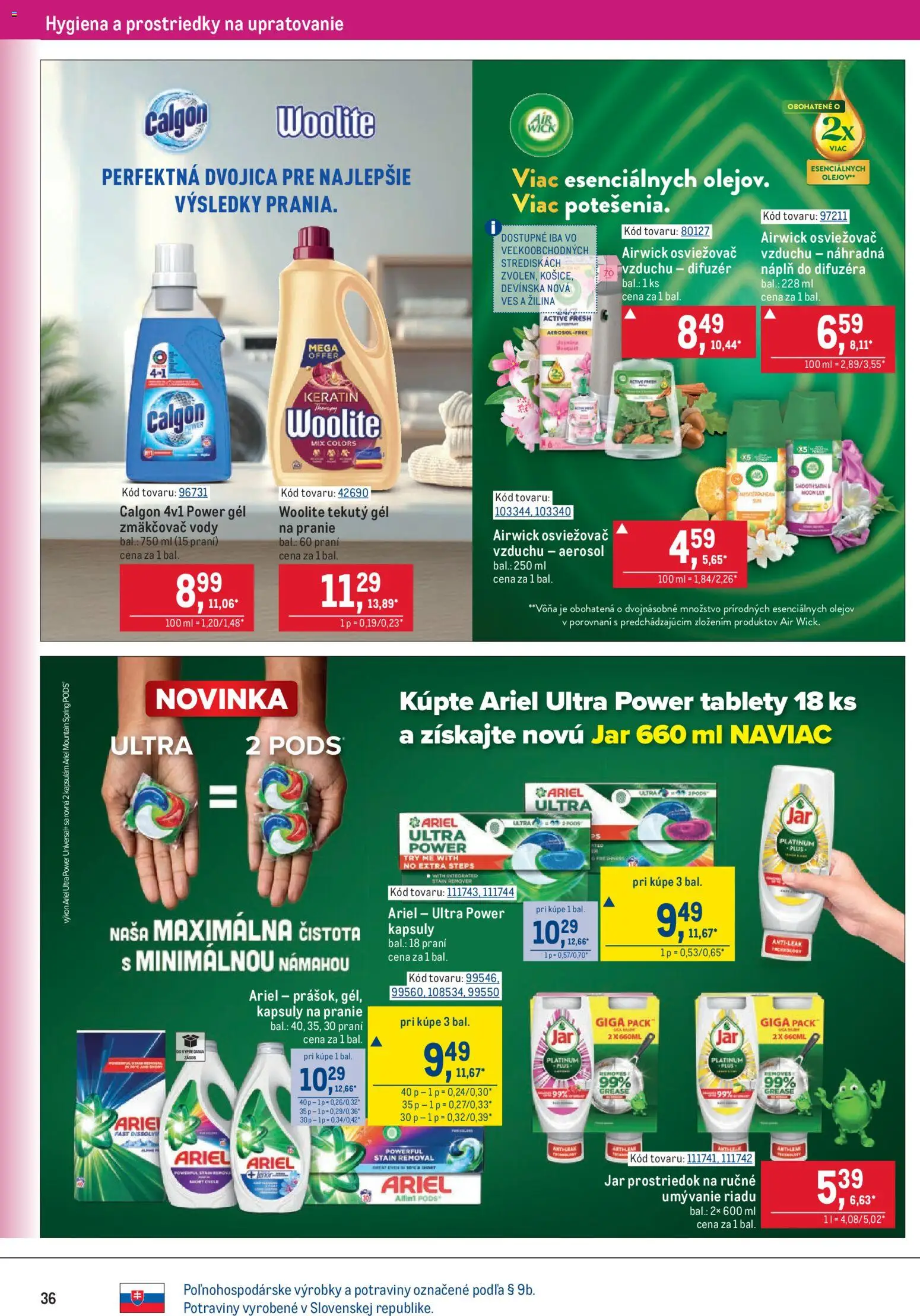 Nové Metro akcie – leták je platný od 21.10.2026 | Strana: 36 | Produkty: Difúzer, Woolite, Ariel