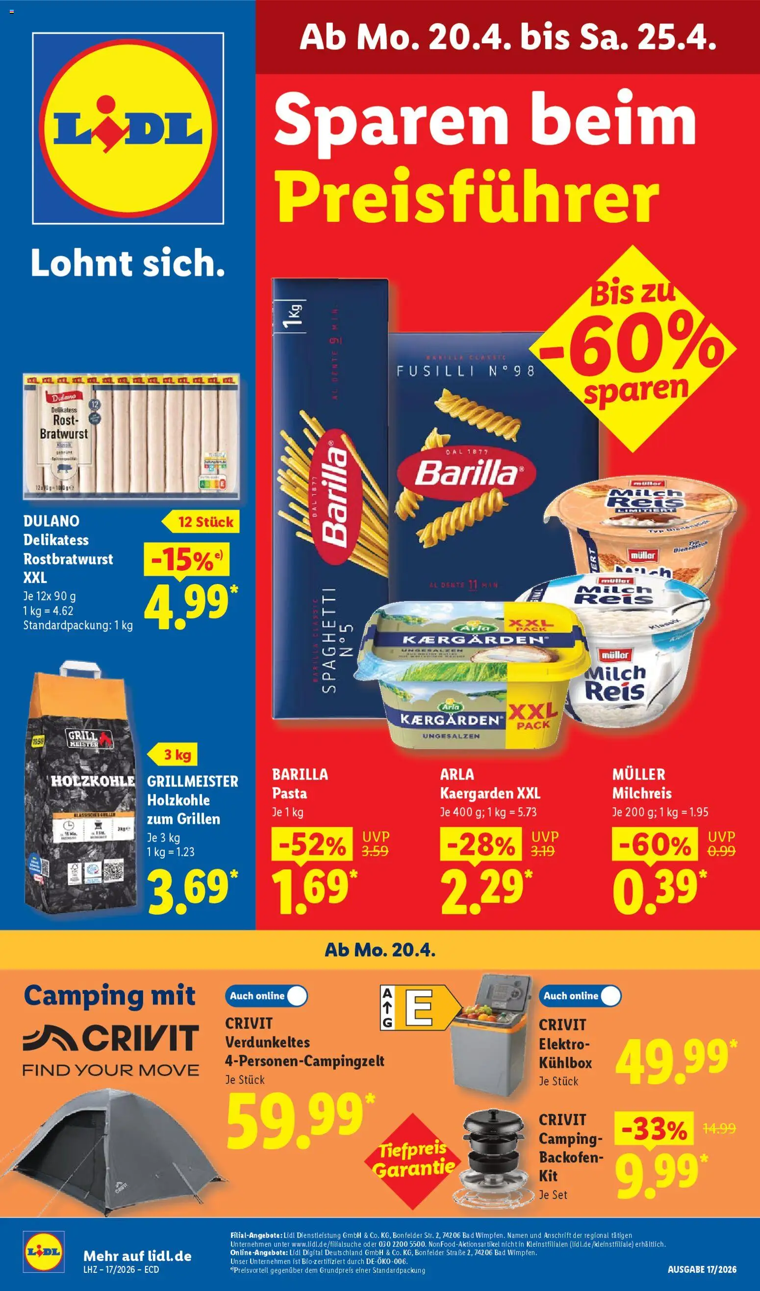 Lidl Německo leták od 20.04.2026 | Strana: 1 | Produkty: Elektro, Rošt